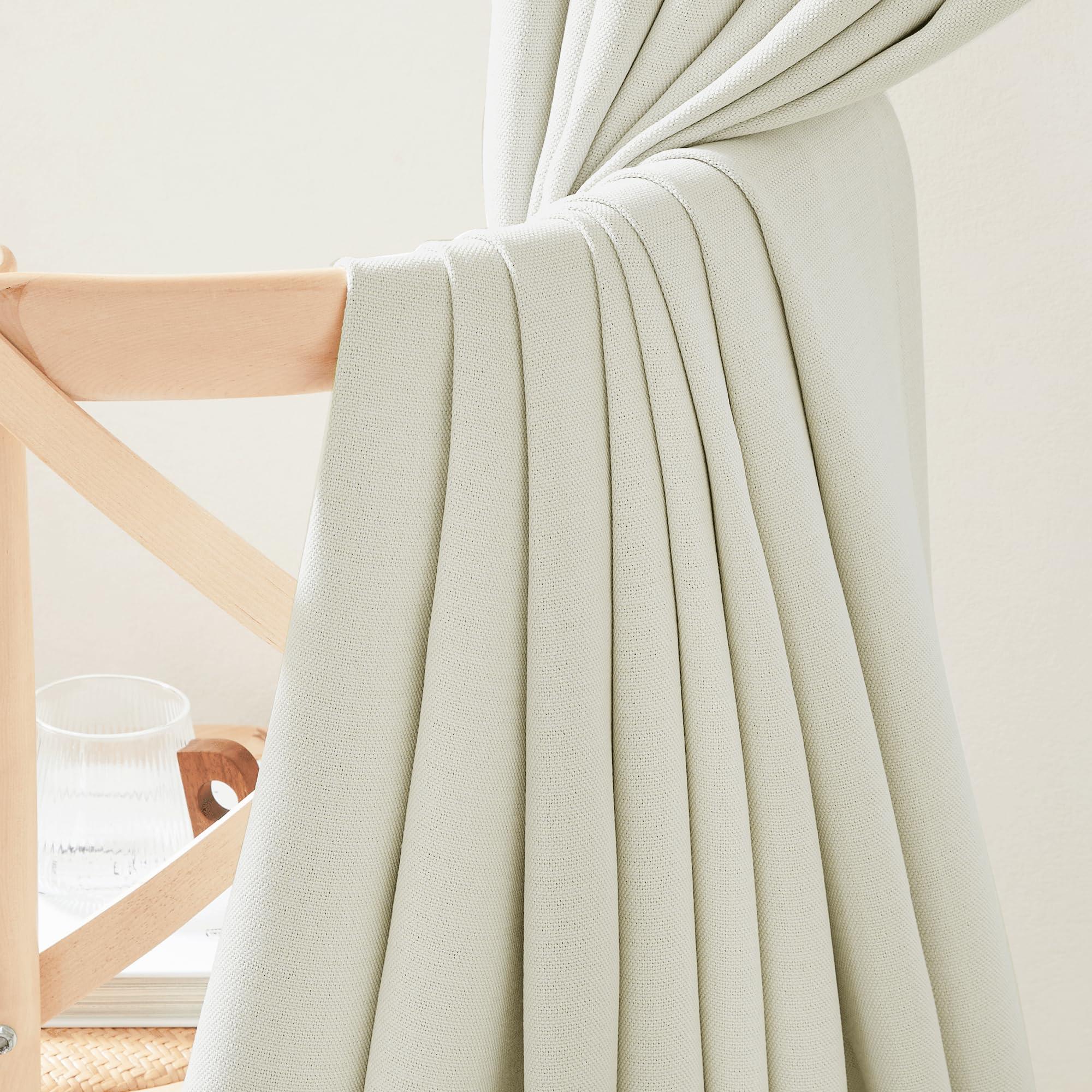 NICETOWN NICETOWN Room Darkening Curtains 84 inch Length 2 Panels Set, Dual Rod Pockets & Hook Belt Light Blocking Thermal Curtains Sound Reducing Window Treatments for Living Room, Natural, W52 x L84