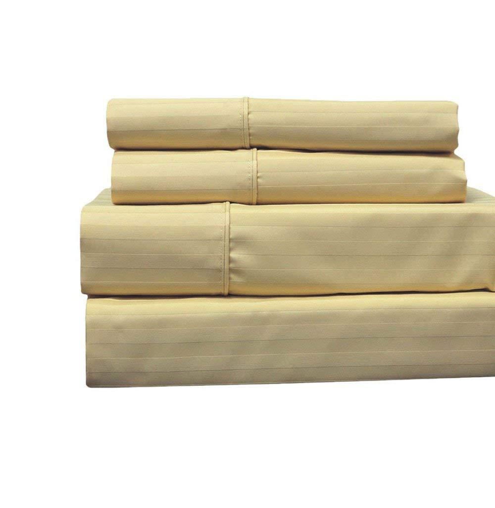Royal Hotel Bedding Royal Hotel Bedding Twin-Extra-Long Sheets, Cotton-Blend Wrinkle-Free Sheets - 650-Thread-Count Stripe Sheet Set, Gold