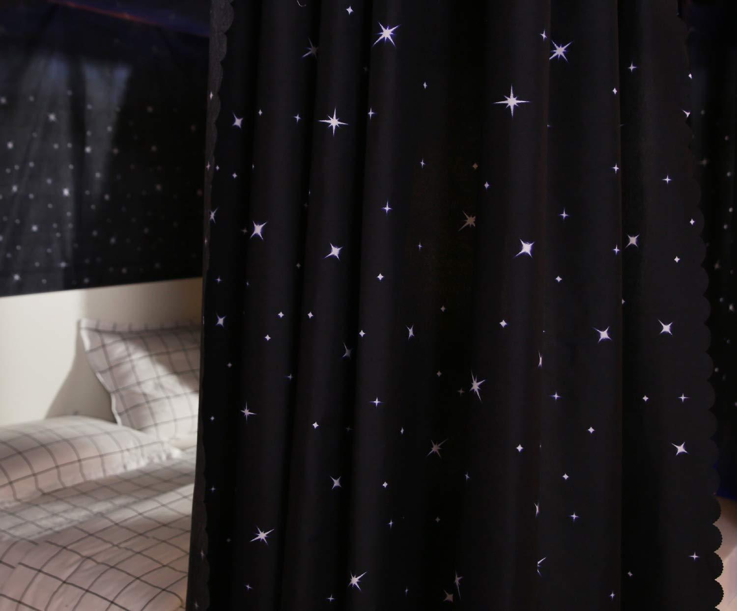 Mengersi Mengersi Galaxy Star Four Corner Post Bed Curtain Canopy Bedroom Decoration for Girls Adults Windproof Lightproof Bed Canopies Child Gift (Queen,Black)