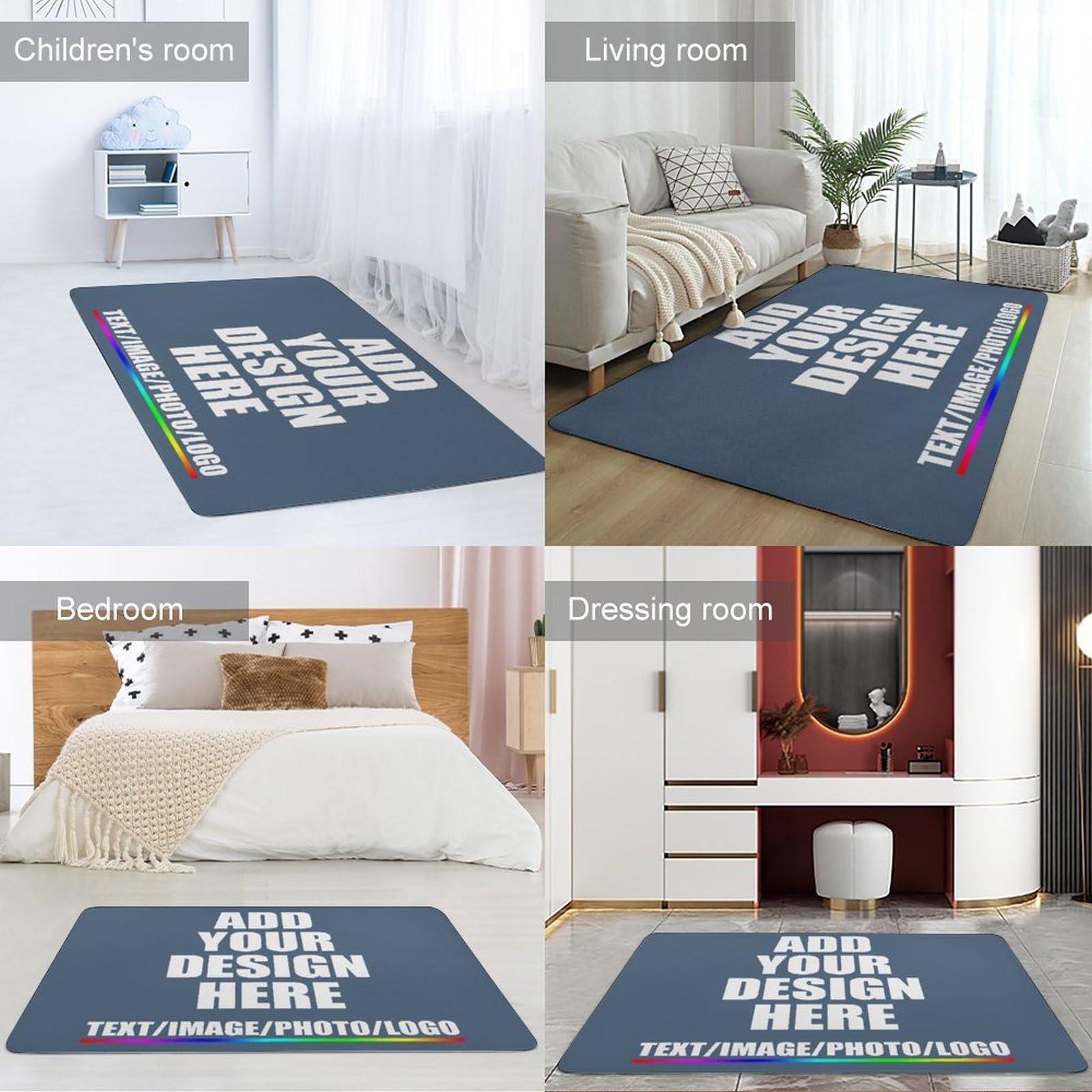 YTEBSIUA Custom Commercial Door Mats Carpet Personalized Logo Text Entryway Rug with Non-Slip Rubber Backing Indoor Doormat 60"x40" Indigo Blue