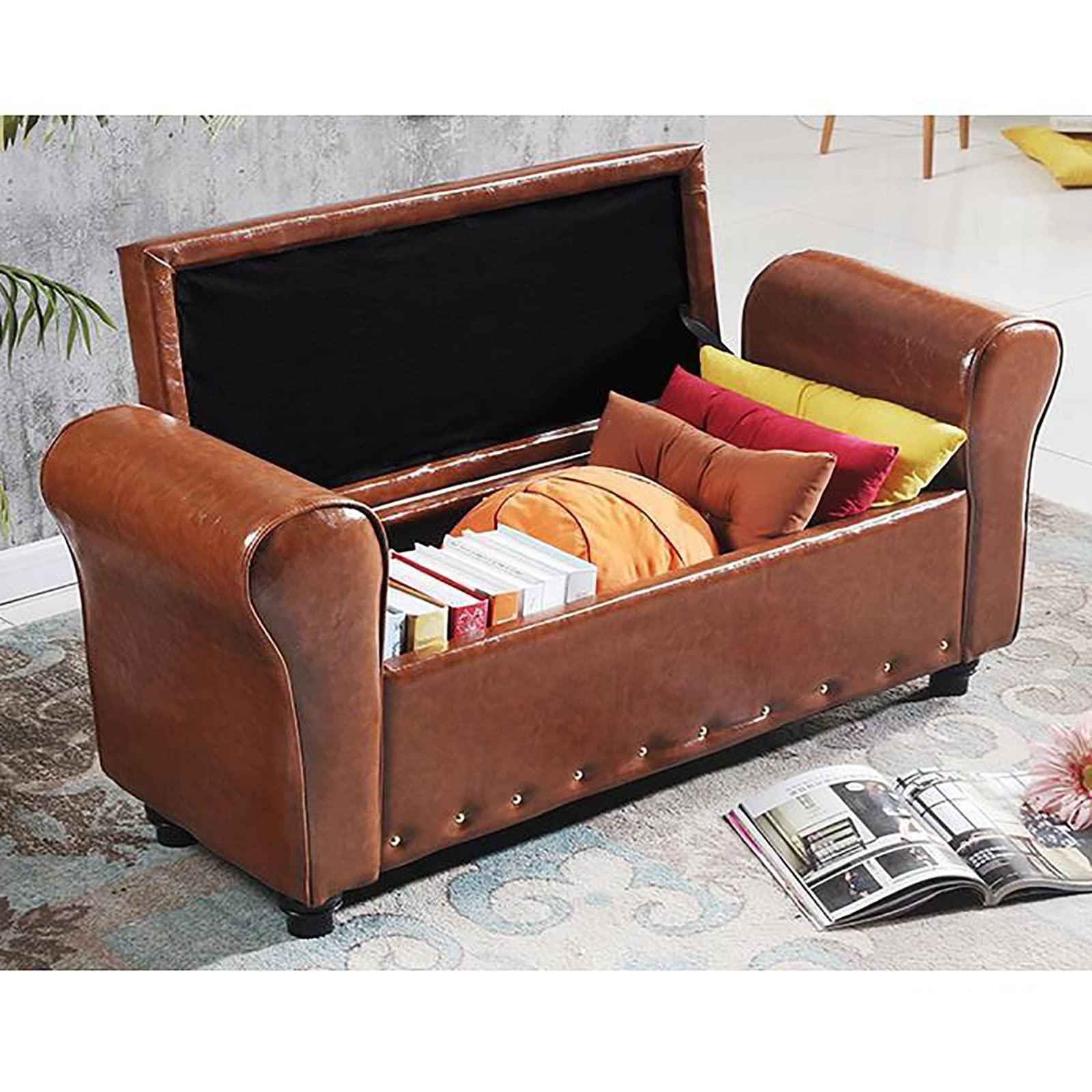 CLSQLXYJZC Ottoman Storage Bench Chest, Faux Leather Padded Seat Storage Ottoman Bench with Flipping Lid, for Fitting Room Clothing Store Bedroom Storage Ottoman Bench ( Color : Color7 , Size : 100*40*40cm )