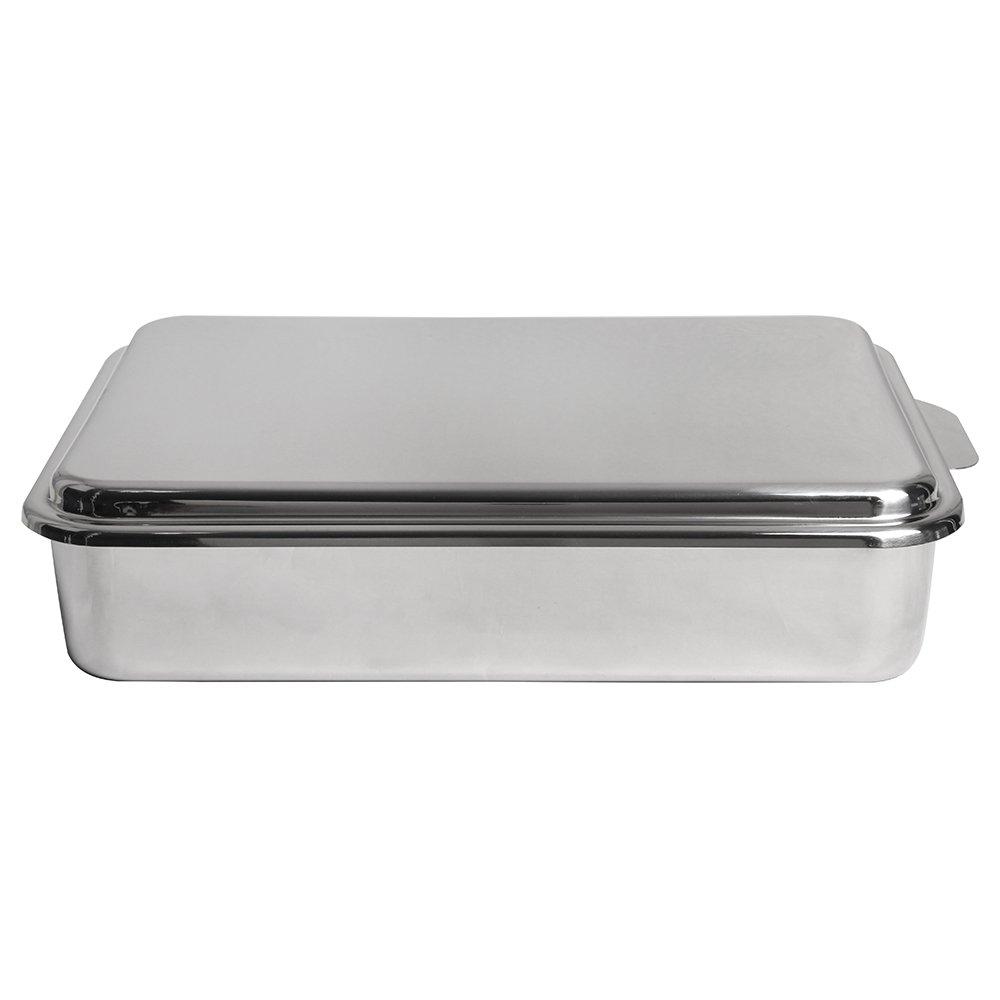 Lindy's Lindy\'s Stainless Steel 9 X 13 Inches Covered Cake Pan with Stainless Steel Lid, Deep Pan for Baking Cakes, Breads, Casseroles, Fish, Vegetables and More