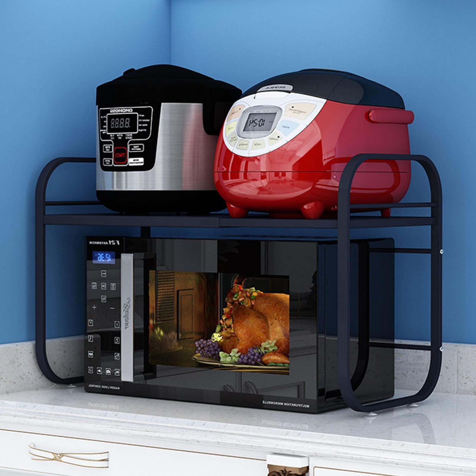 CGF- Extendable Microwave Oven Rack Microwave Shelf Stand Kitchen Storage Organiser Retractable Baker\'s Rack Kitchen Counter Organiser Printer Shelf