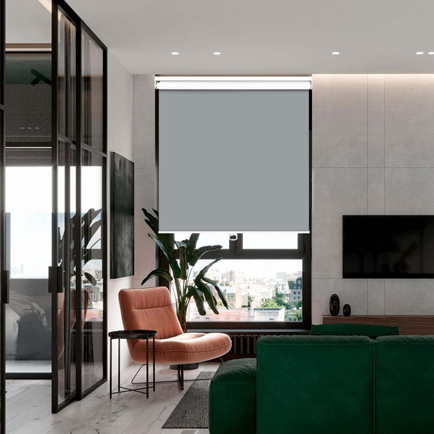 GRLIVA GRLIVA Gray Roller Blinds Blackout Roller Window Shades,Thermal Insulated Fabric Blinds for Windows/Bedroom/Doors/Office,Room Darkening Window Blinds and Shades,Easy to Install,60" W 60" H