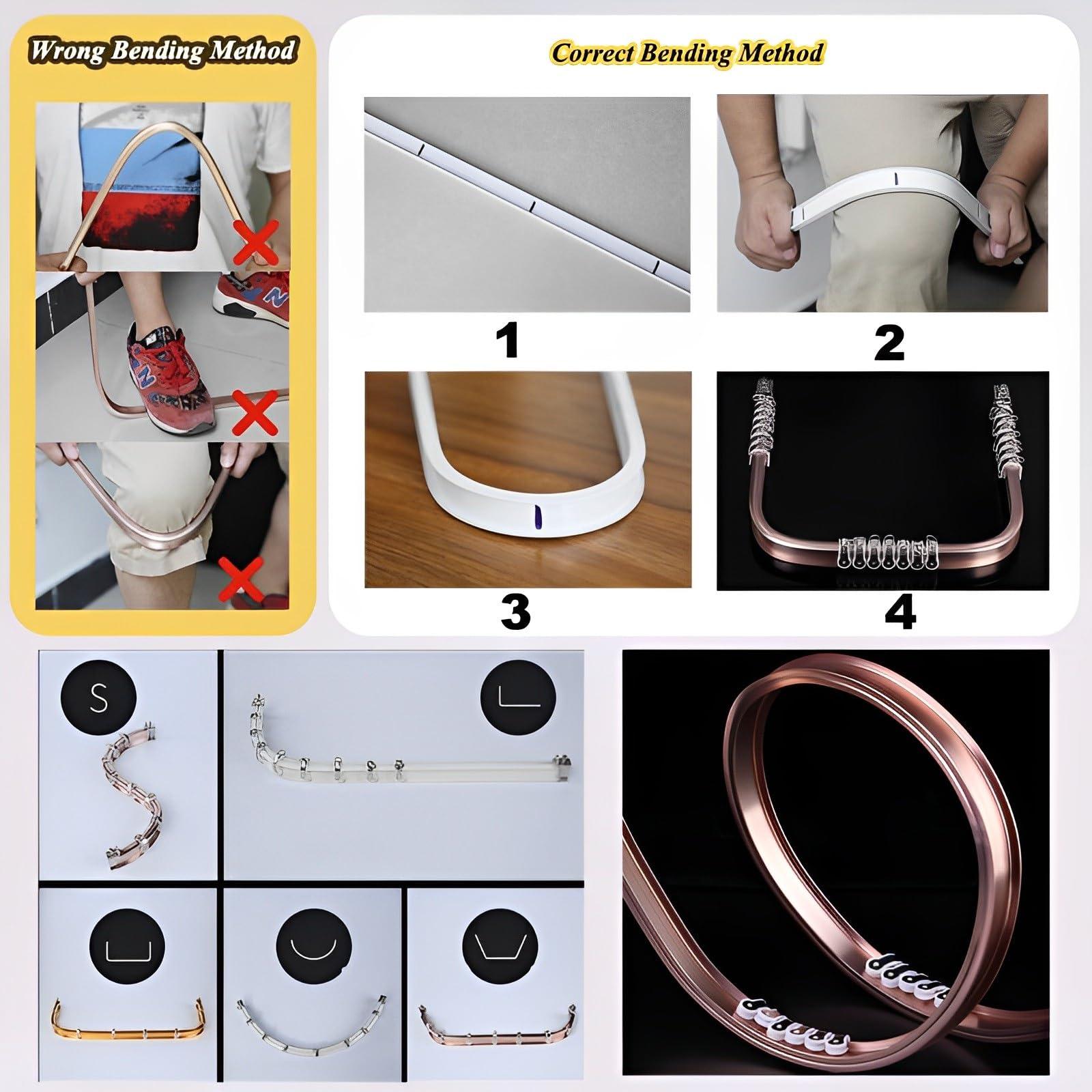 PQPQLI Flexible Bendable Curtain Single Tracks, Ceiling Or Wall Mounting Heavy-duty Curtain Rails, Aluminum Curtain Track, For L Shape U Shape Bay Windows Shower Curtains Room Divider Diy (Color : Gold A,