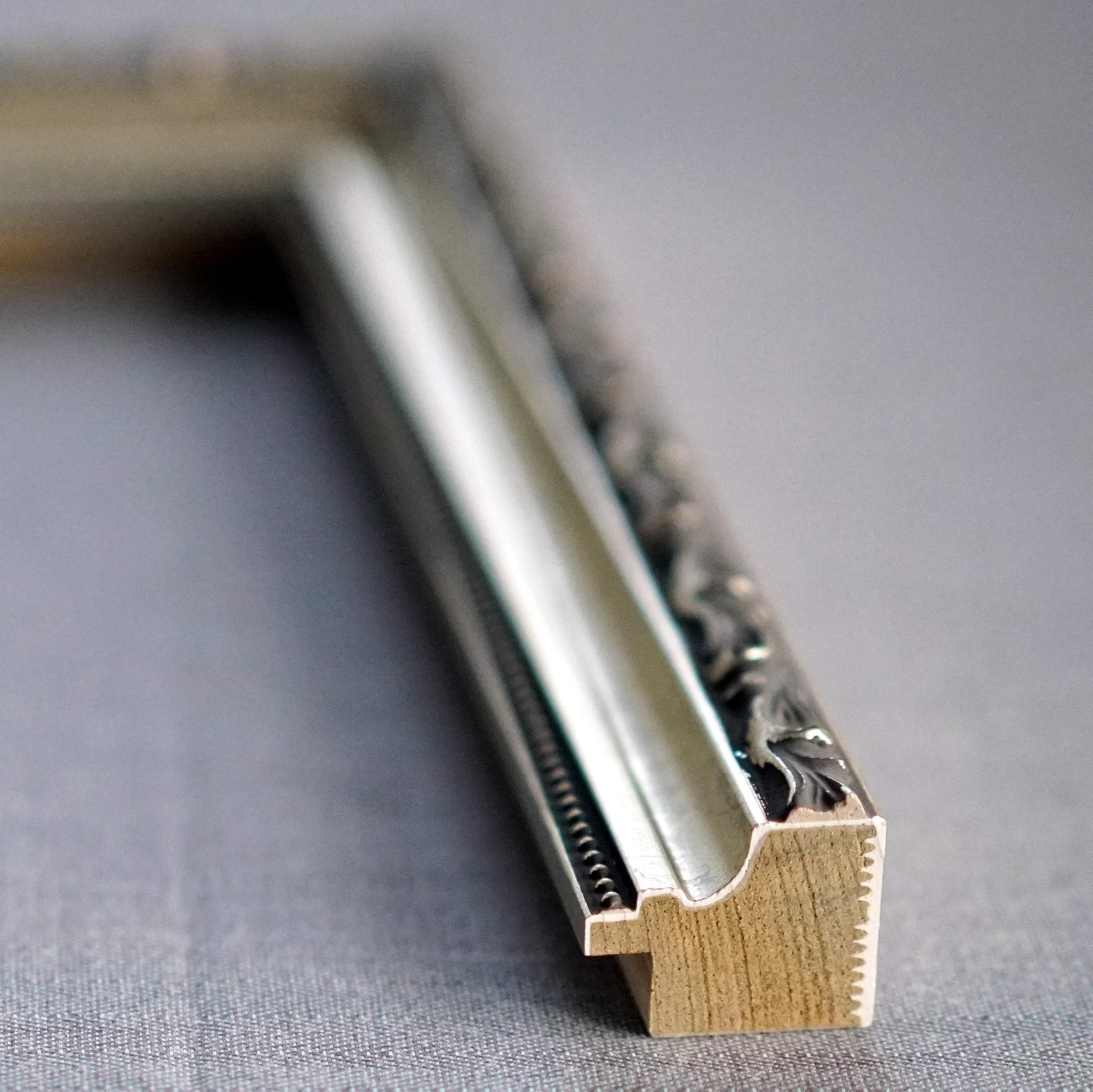 CustomPictureFrames.com 31x24 Frame Ornate Silver Solid Wood Picture Frame Width 1.125 Inches | Interior Depth 0.375 Inches | Willrick Traditional Frame with UV Acrylic Plexiglass, Foam Board Backing & Hanging Hardware