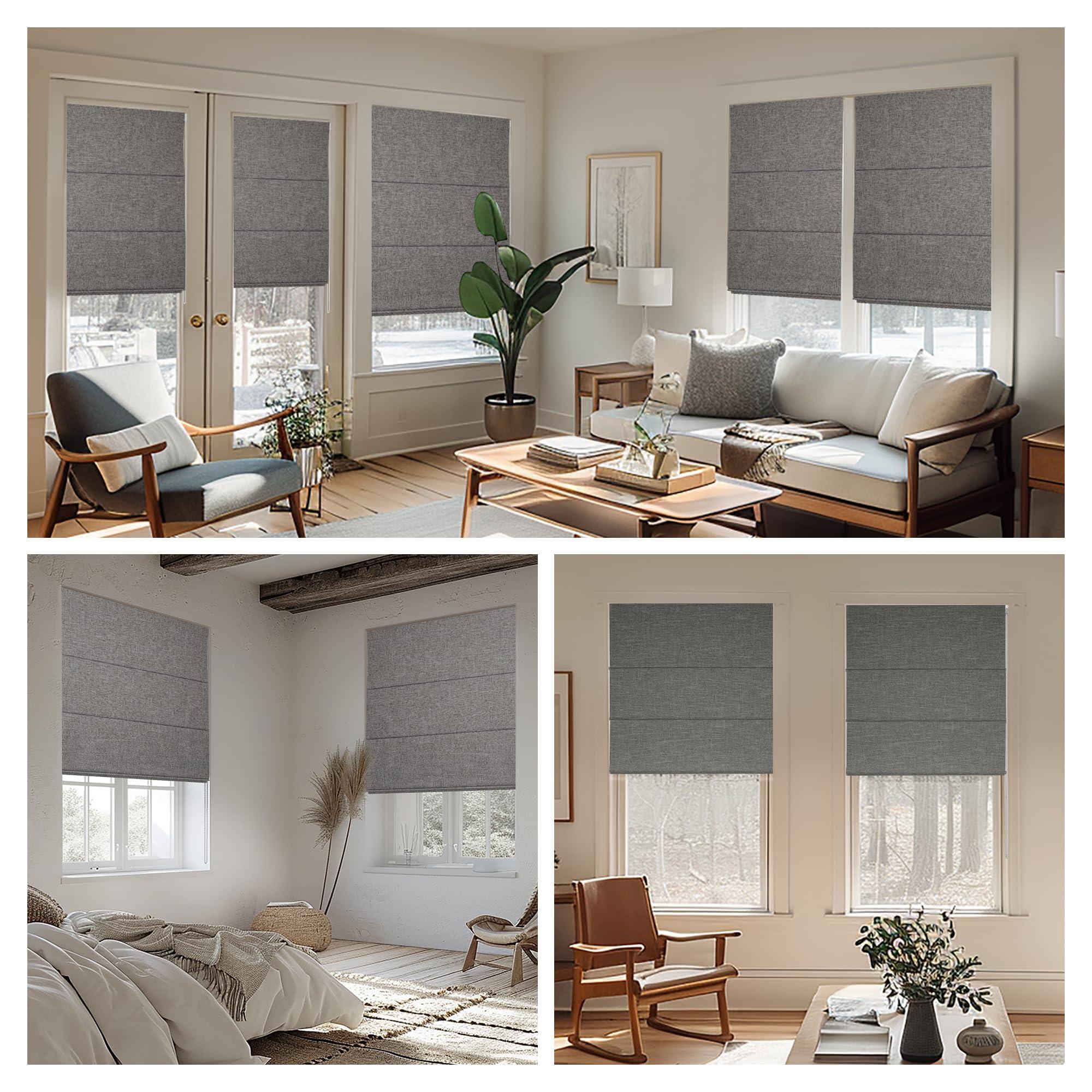 HOTSOON HOTSOON Blackout Roman Shades for Window, Linen Roman Window Shades, Custom Washable Fabric Roman Blinds, Thermal Insulation UV Protection for Home Living Room Loft, Mixed Coffee,22-23" W x 73-80" H
