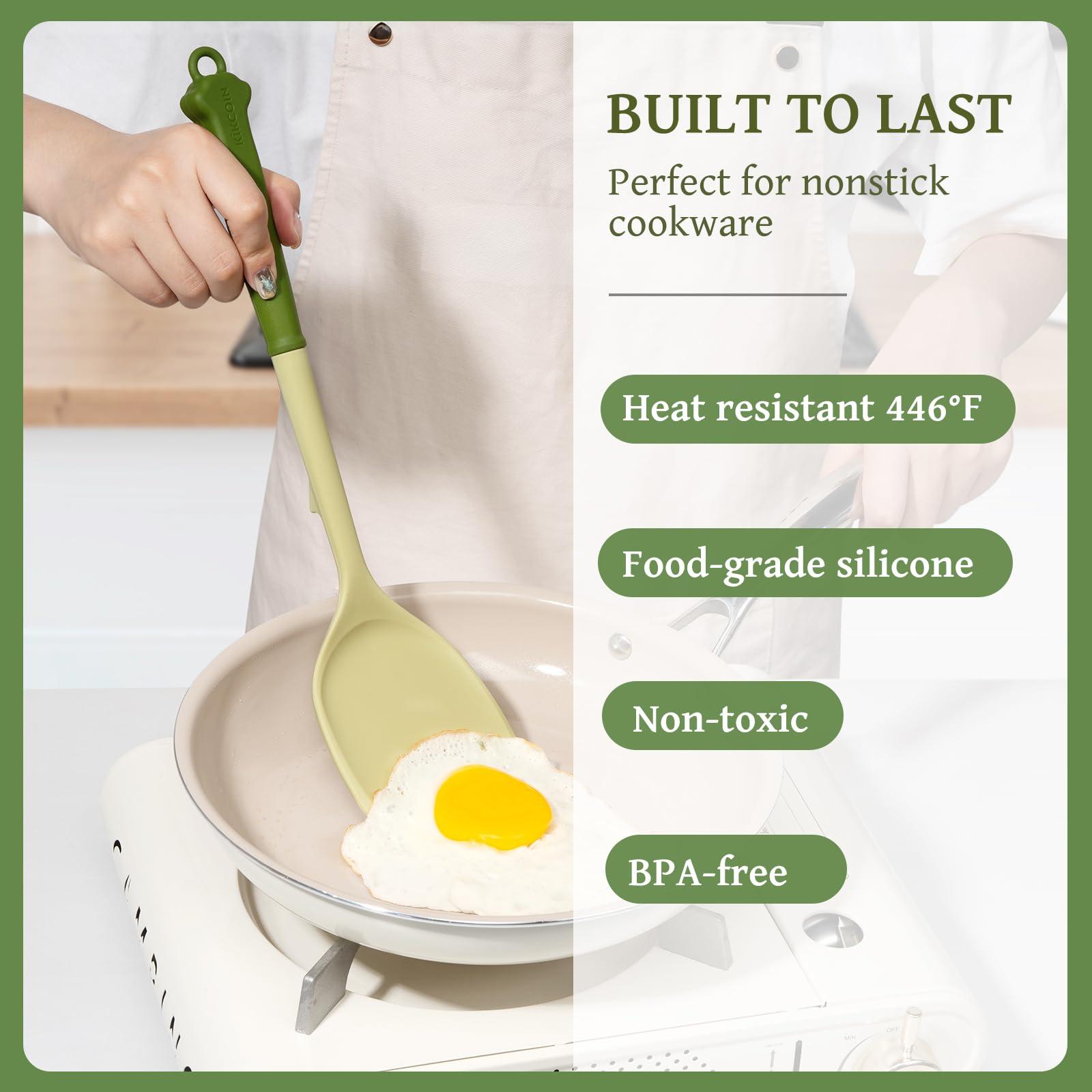 Kikcoin Kikcoin 43Pcs Kitchen Utensils Set - Silicone Cooking Utensils Set, Dishwasher Safe Spatula Set for Non-stick Cookware, 446F Heat Resistant Kitchen Utensils Set with Holder BPA Free, Avocado Green