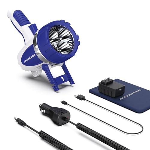 GOODSMANN GOODSMANN Rechargeable Spotlight Waterproof LED Flashlight 3000 Lumen Submersible Searchlight with USB Adapter Car Charger 9924-H101-01