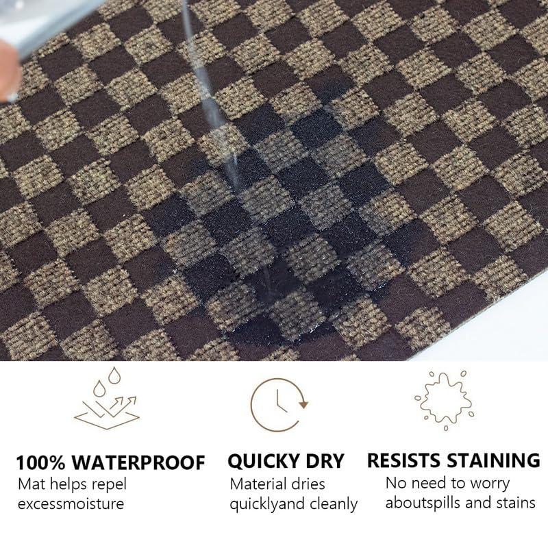 LITA LITA 2\'~82\' Custom Sizes Runner Rug Mat Indoor Outdoor Utility Carpet,Area Rugs with Non Slip Rubber Backing for Hallway Kitchen Entryway Balcony Garage Stair Laundry, Checked Brown, 4\' x 14\'