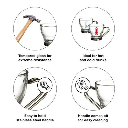 Bormioli Rocco Bormioli Rocco Verdi Espresso Cup With Stainless Steel Handle, Set of 4, Gift Boxed, 3.5 ounces