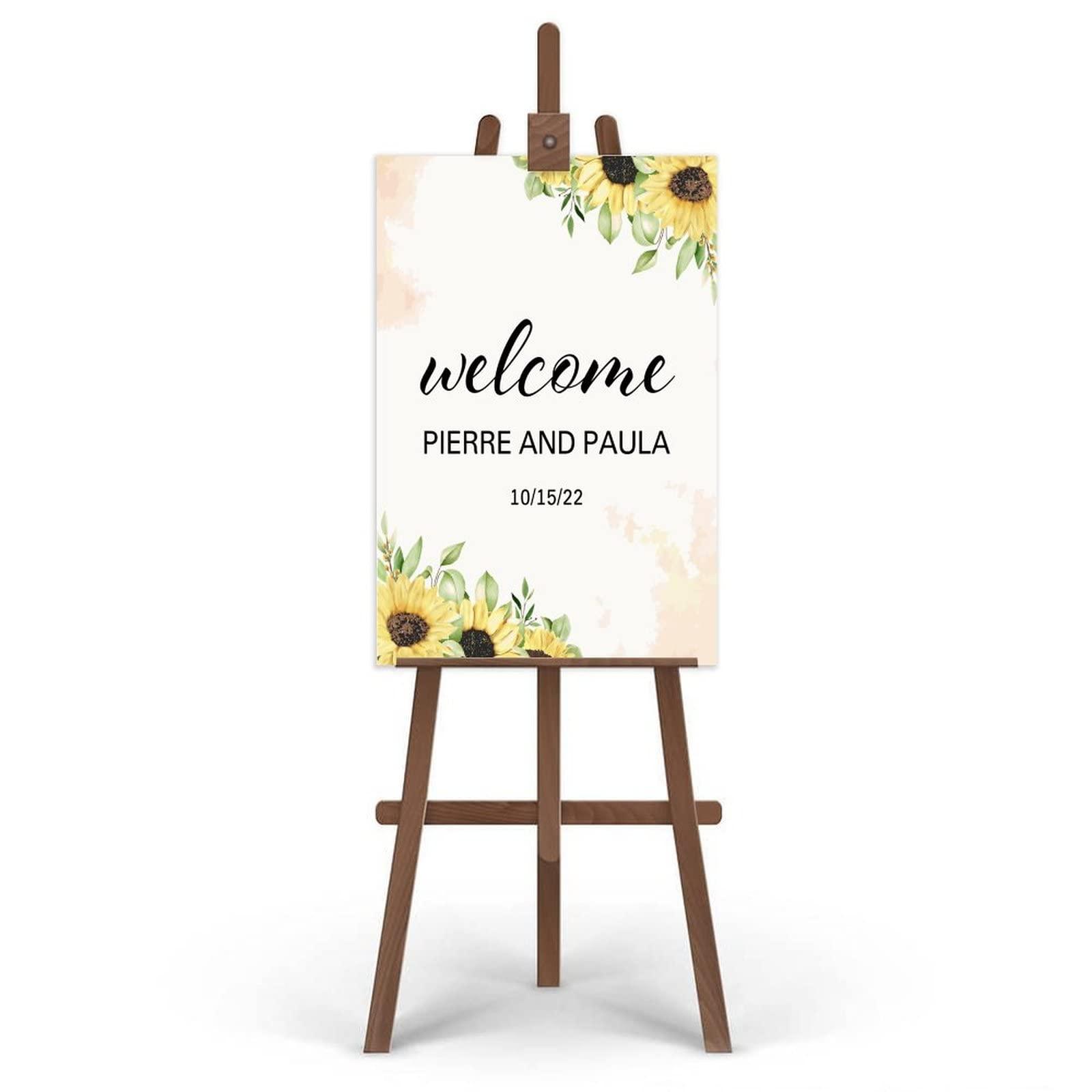 Autravelco Welcome to Our Wedding Welcome Sign Rustic Wood Plank Sign Rose Theme Wedding Rehearsal Sign Personalized Wedding Wood Guestbook for Wedding Reception Ceremony Engagement Party Decorations 12x18