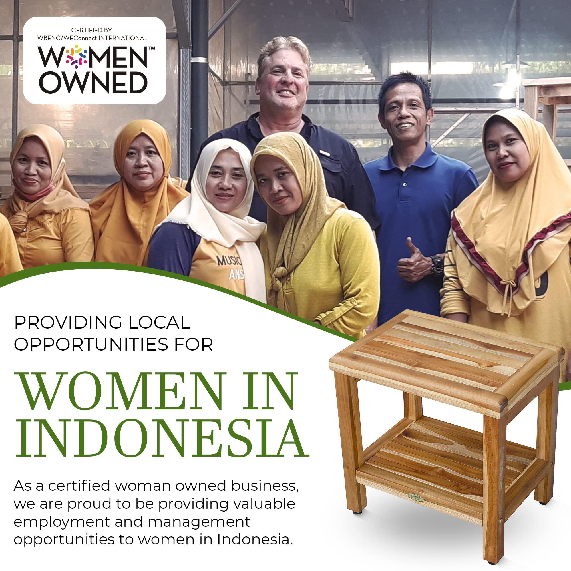 EcoDecors EcoDecors 18 inch, Teak Shower Bench, Teak Shower Seat, Teak Bench for Shower, Teak Stool, Teak Shower Chair, Teak Shower Bench for Inside Shower, Teakwood Shower Bench