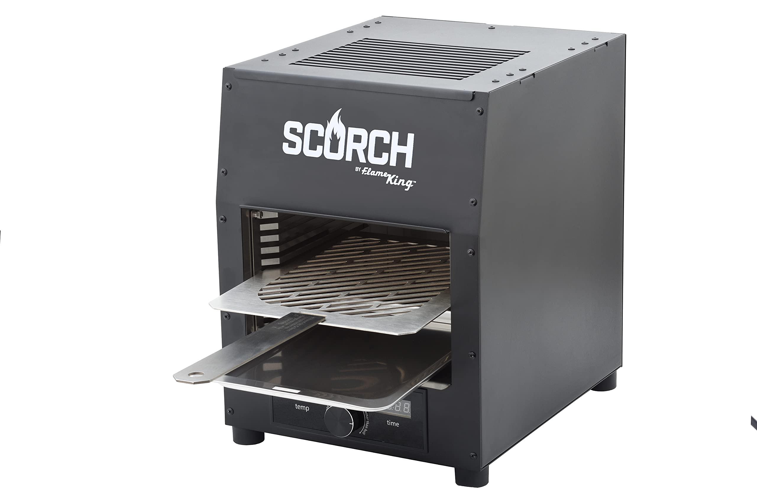 Flame King Flame King Scorch Smokeless Infrared Electric Broiler for Indoor Use, Fits on Kitchen Counter, Insulated, Comes with Broiler Tray Black