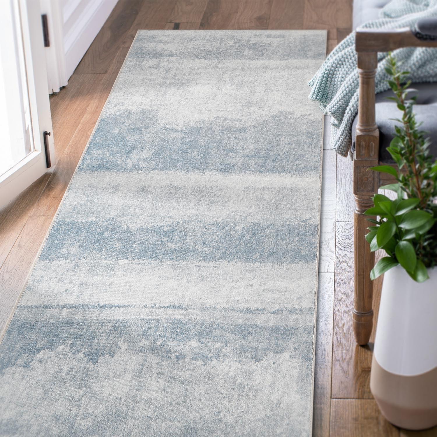 COLLACT COLLACT Hallway Runner Rug 2x7 Washable Rug Area Rug Modern Abstract Rug Indoor Contemporary Carpet Chenille Thin Rug Kitchen Grey Print Non Slip for Bathroom Bedroom Living Room