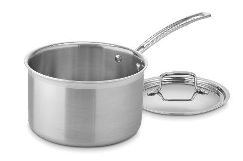 Cuisinart Cuisinart 4-Quart Skillet, Stainless Steel Cookware Multiclad Pro Triple Ply Saucepan w/Cover, MCP194-20N