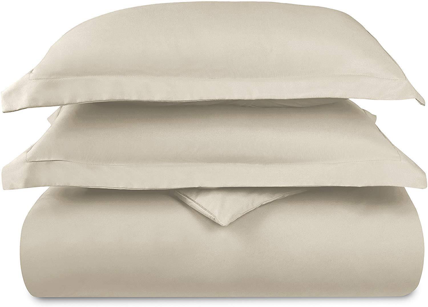 Glam Bedding Glam Bedding Ultra Soft Premium 5 PC Egyptian Cotton Duvet Cover Set (Duvet Cover + Flat Sheet + Fitted Sheet 16\" inch Deep Pocket + 2 Pillow Shams) Zipper - Corner Ties 800 TC, Twin XL, Ivory
