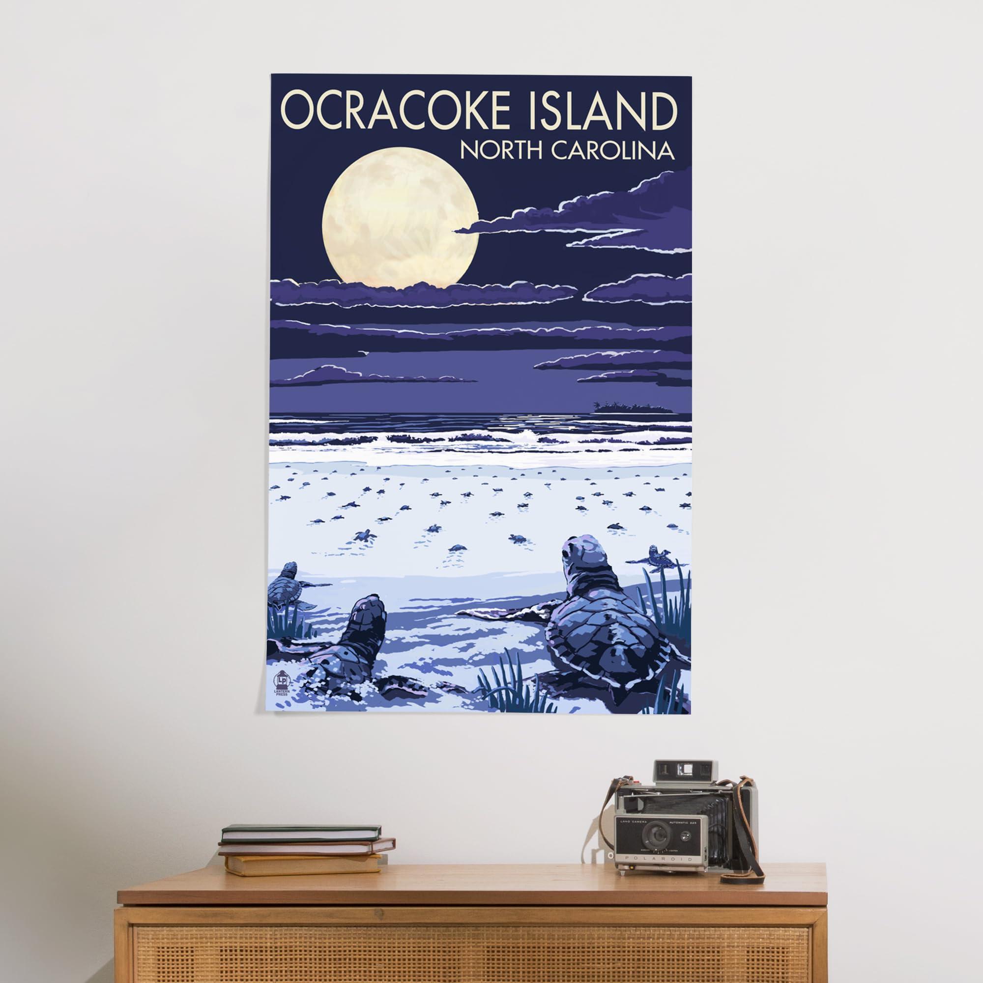 Lantern Press Lantern Press 24x36 Inch Giclee Art Print Wall Decor, Ocracoke, North Carolina, Sea Turtles Hatching