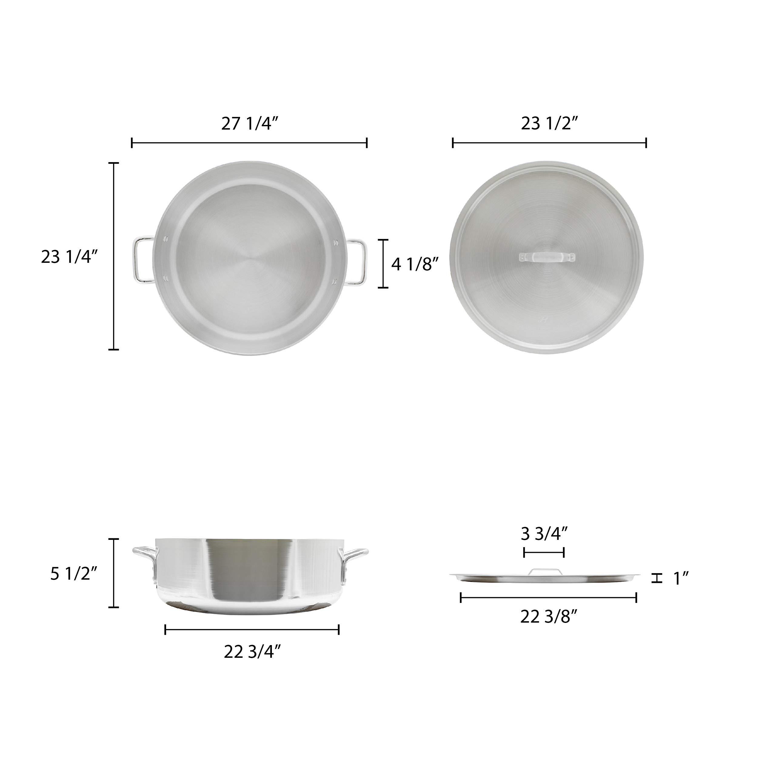 Thunder Group Thunder Group ALSKBP008 Brazier Pot, 40 quart capacity, with cover, 6 mm thick, extra heavy, flat bottom, aluminum, mirror-finish, NSF
