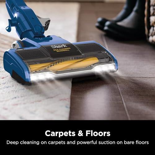 Shark Shark HV343AMZ Rocket Corded Stick Vacuum with Self-Cleaning Brushroll, Lightweight & Maneuverable, Perfect for Pet Hair Pickup, Converts to a Hand Vacuum, Crevice Upholstery Tools, Blue/Silver