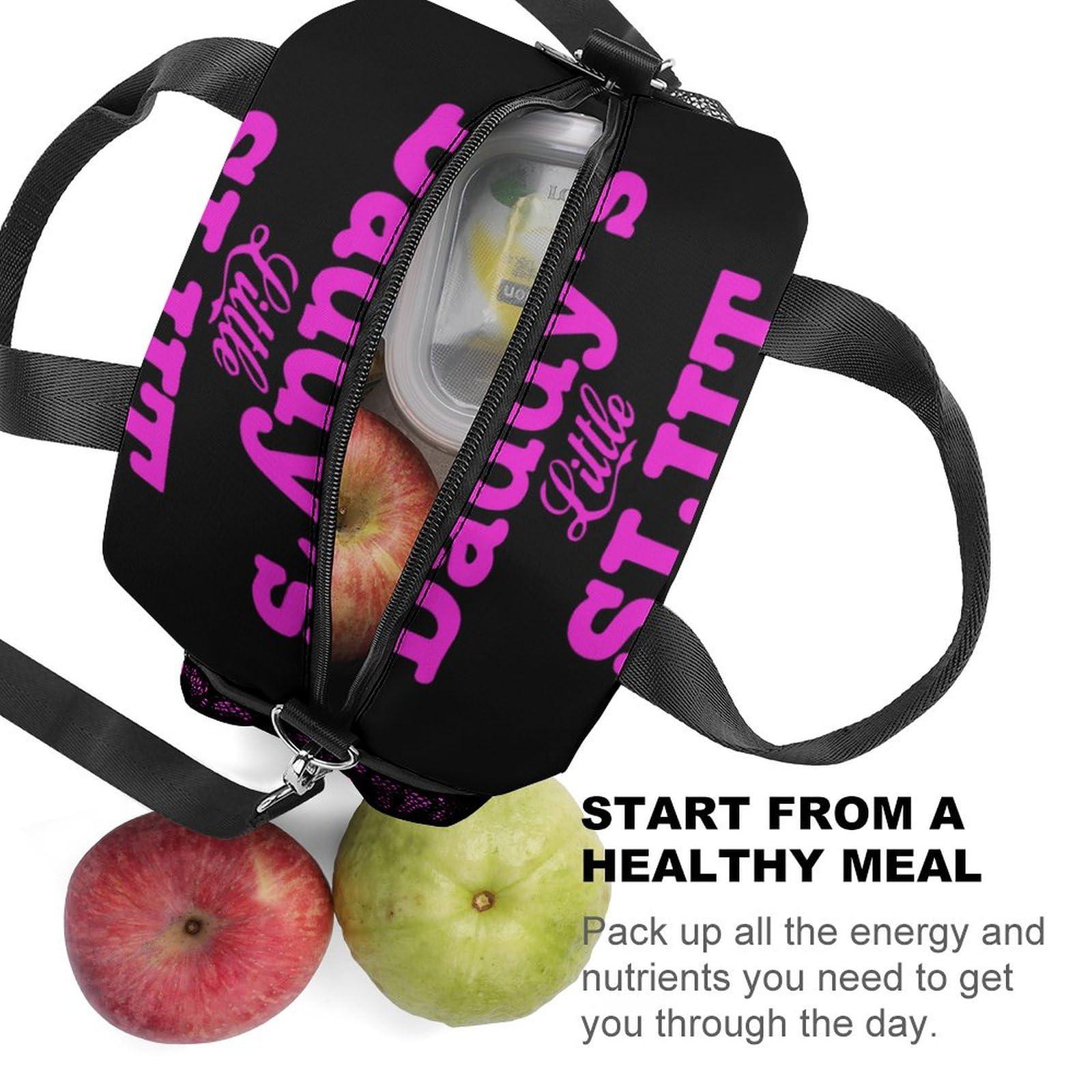 LIJrtrFseRW Daddy\'s Little Slut Insulated Lunch Bag Reusable Lunch Box Tote Bag with Shoulder Strap for Men Women