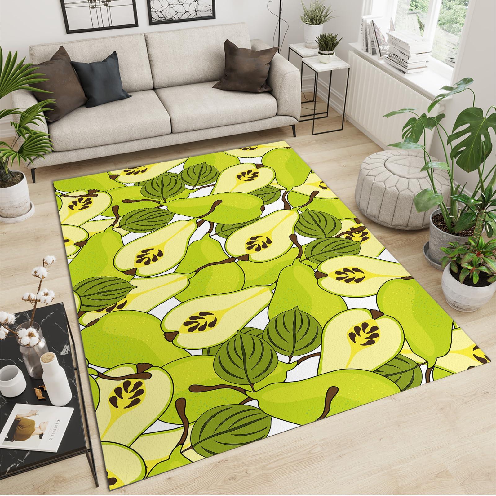 OZIQIJ OZIQIJ Fresh Fruit Pear Area Rugs, Modern Simple Living Room Rug, Indoor Carpet Super Soft Fluffy with Non-Slip Backing, Floor Carpets for Dining Room Bedroom Study Dining Room Kid Room 3 x 4ft