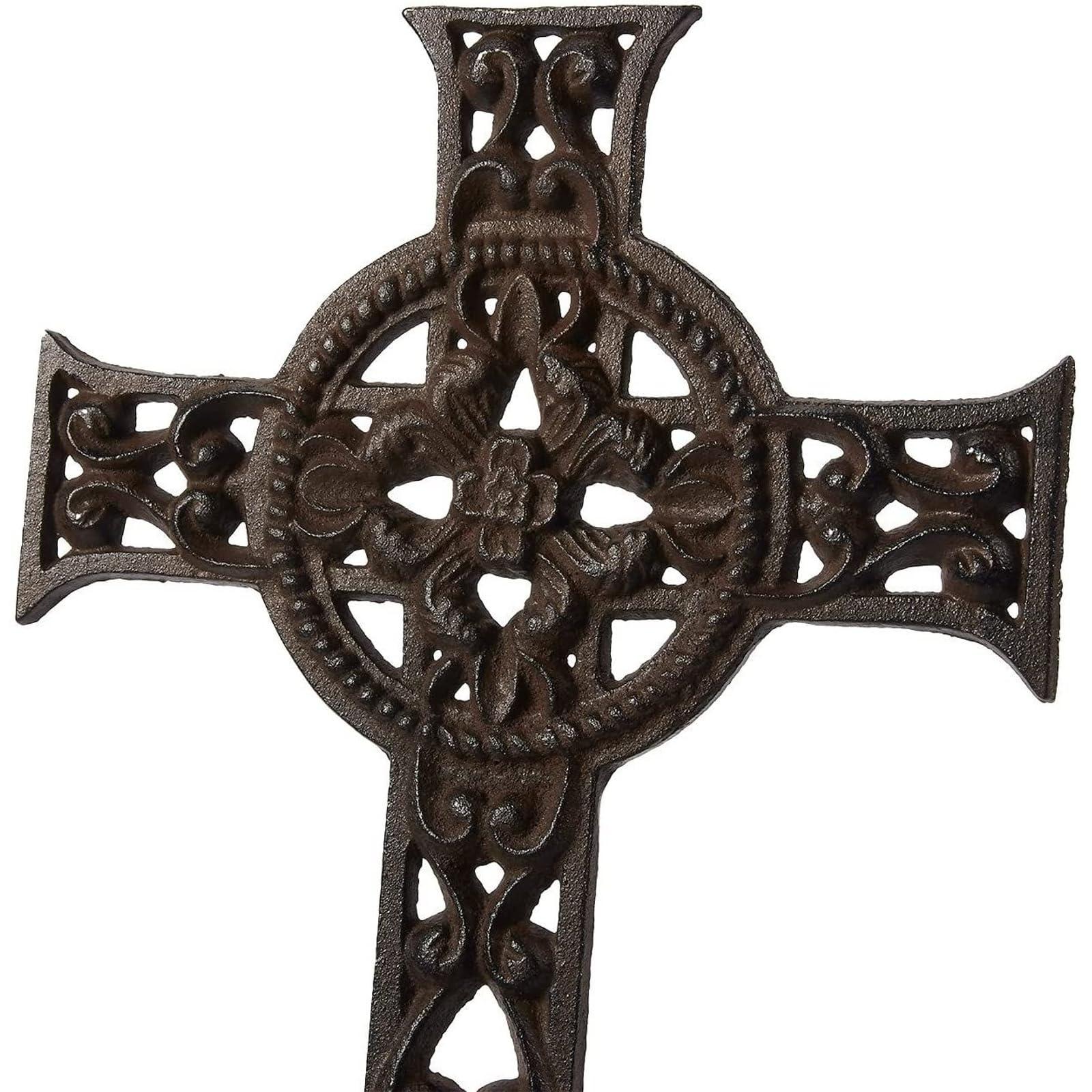 Juvale Juvale Wrought Iron Celtic Cross for Wall Decor, Rustic Outdoor Cross for Home, Easter, Medieval Cross for Christian and Religious Art Lovers, Dark Bronze- 11.5x7.7x0.5 inch