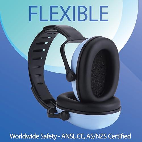 Amplim Amplim Ear Muffs for Noise Reduction | Noise Cancelling Headphones for kids Toddlers Teens | American ANSI, European CE, and Australian Standards Certified Earmuff - Blue