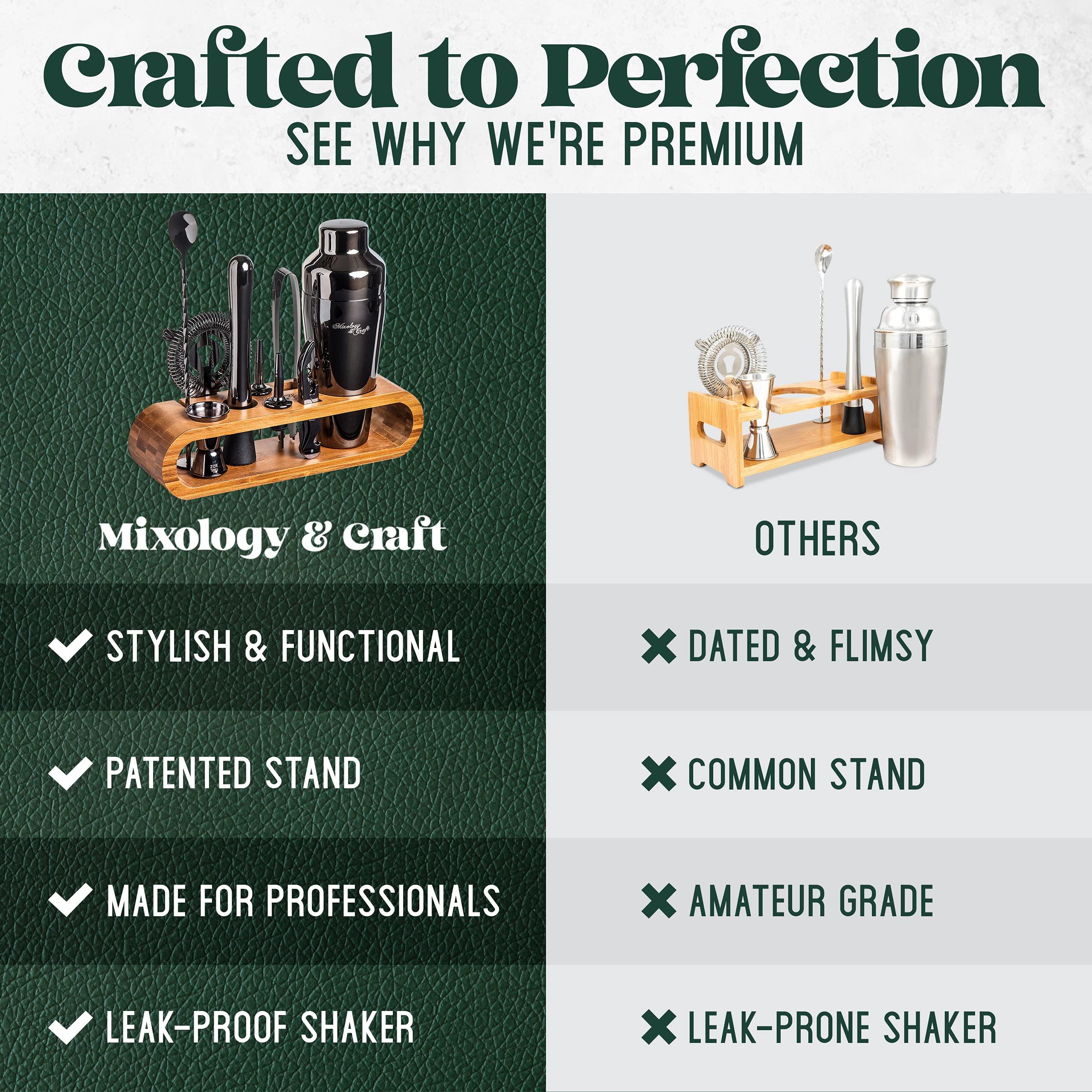 Mixology & Craft Mixology & Craft Bartender Kit: 10-Piece Bar Tool Set with Bamboo Stand | Perfect Home Bartending Kit and Martini Cocktail Shaker Set Great Drink Mixing Experience | Fun Housewarming Gift (Gun-Metal)