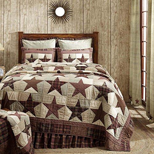VHC Brands VHC Brands Abilene Star Twin Quilt 70Wx90L Country Patchwork Design, Burgundy