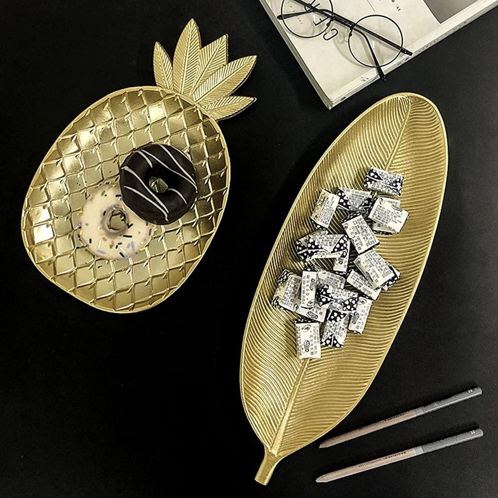 LEYILE LEYILE Gold Pineapple/Leaf Shape Desserts Fruit Plates Nordic Decorative Tray Dried, Large
