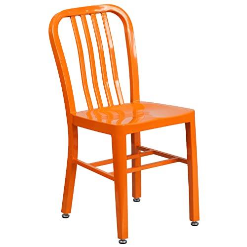 Flash Furniture Flash Furniture Gael Commercial Grade 2 Pack Orange Metal Indoor-Outdoor Chair