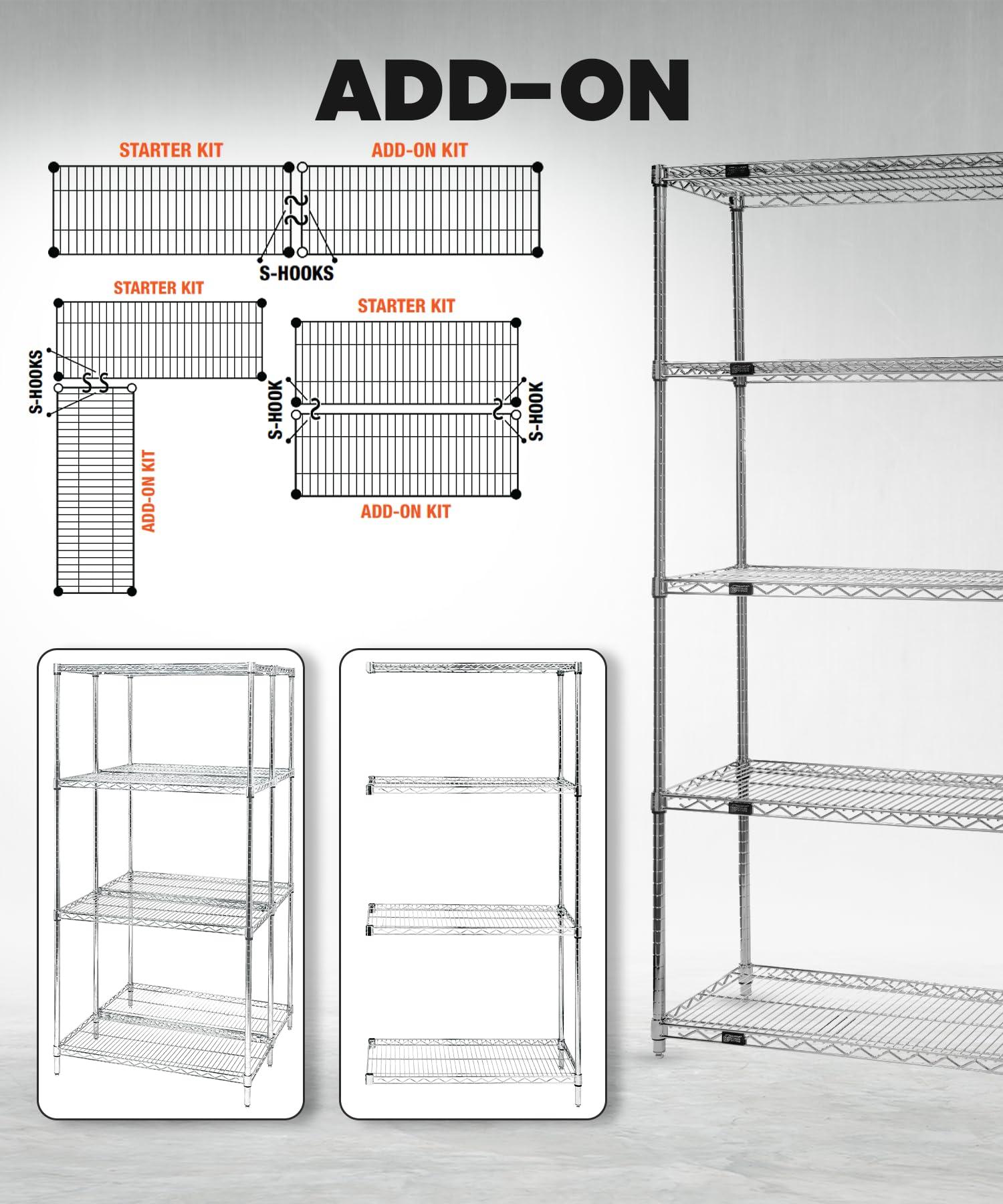 QUANTUM STORAGE SYSTEMS Quantum Storage Systems WR63-2172BK-5 Wire Shelving Starter Kit, 72" W x 21" D x 63" H, 600 lbs Capacity, Carbon Steel, Epoxy Coated, Black, NSF