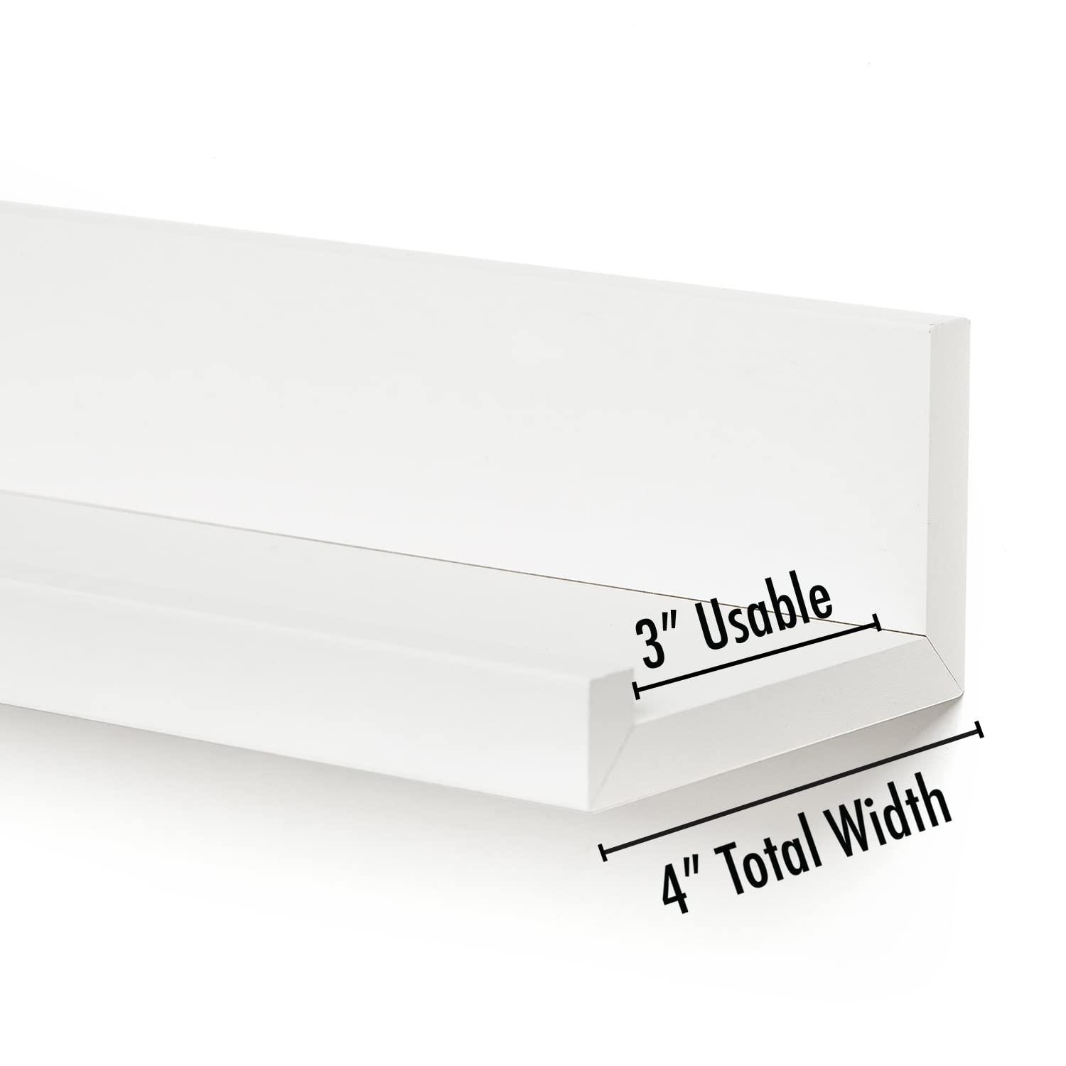 Americanflat Americanflat 14\" Floating Shelves for Wall - Set of 3 - Engineered Wood Floating Shelf with Lipped Ledge - Floating Wall Shelves for Bedroom, Bathroom, Kitchen, Office, and Living Room - White