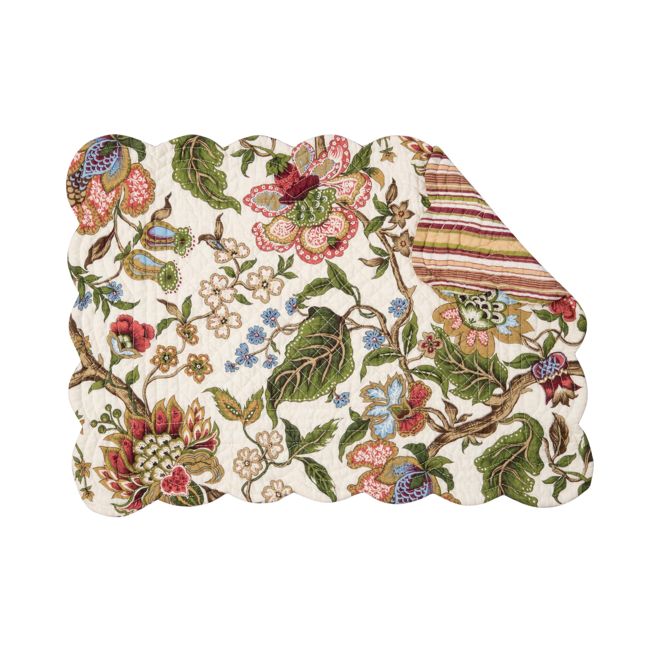 C&F Home C&F Home Amara Floral Cotton Quilted Reversible Placemat Set of 6 Green