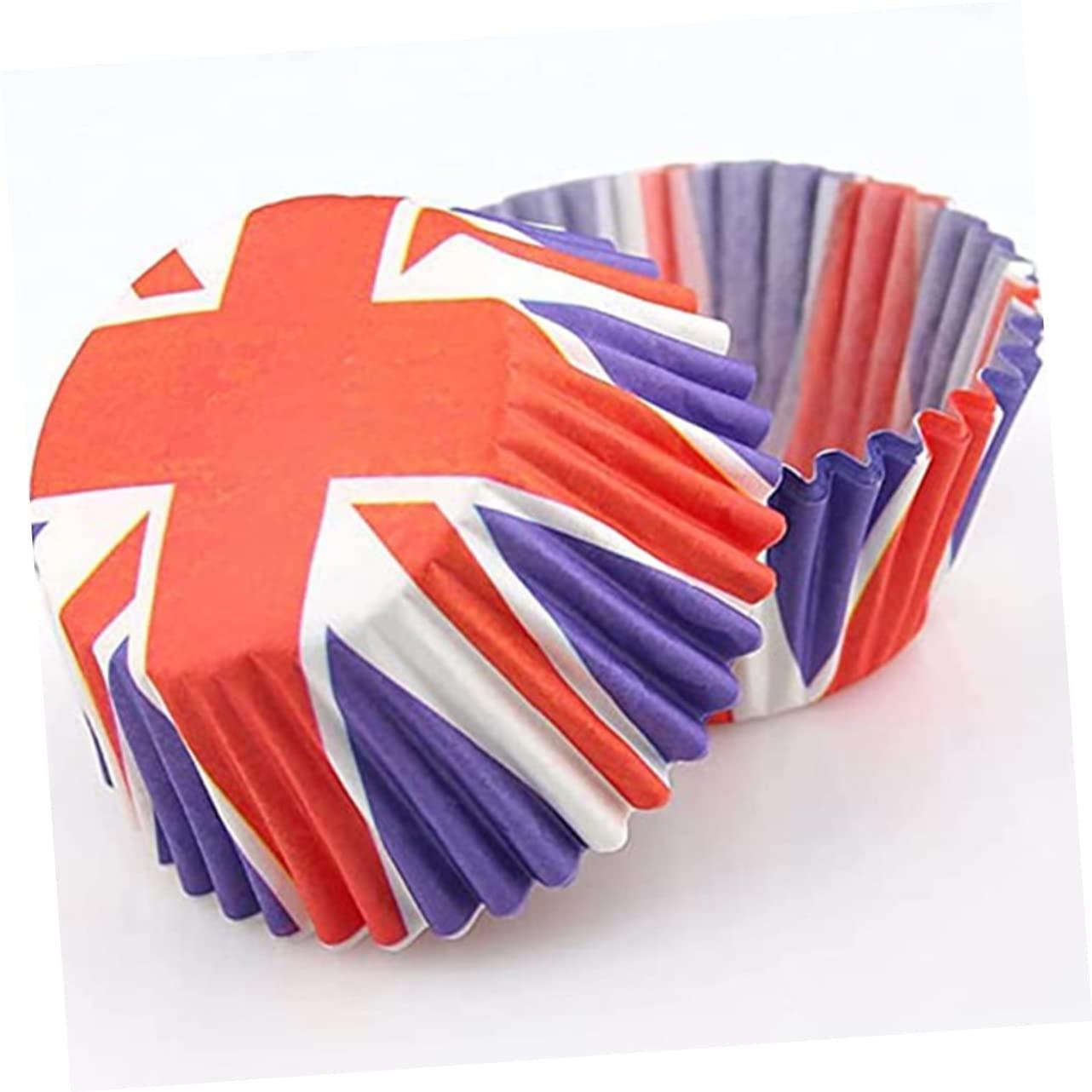 CATIEBYE CATIEBYE Heatproof 200pcs Union Jack Cake Cups British Flag Baking Muffin Cases Paper Liners for Baking Snacking