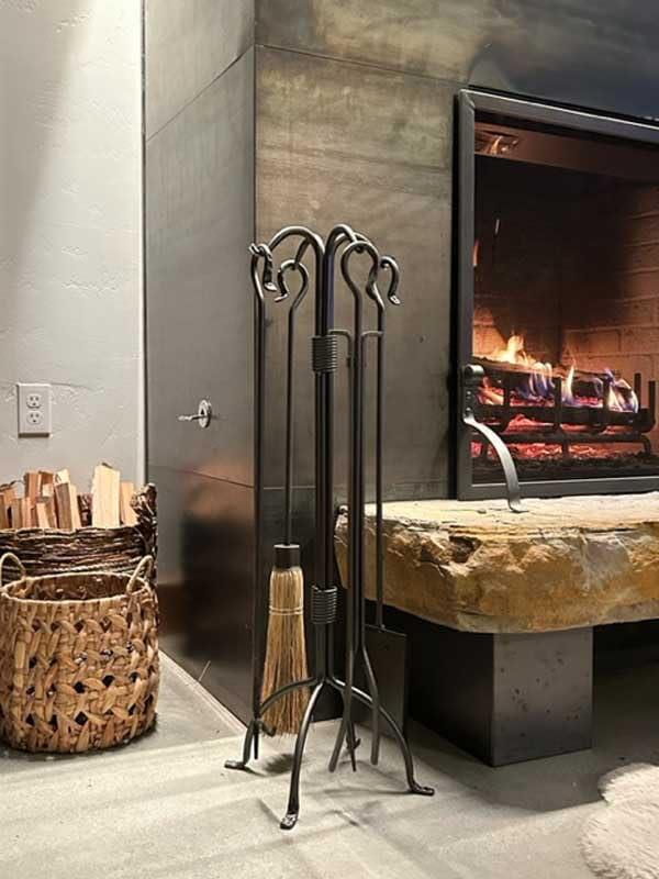 Pilgrim Pilgrim Home and Hearth 18006 Shepherd's Crook Fireplace Tool Set, 33" H/23 Lb, Vintage Iron