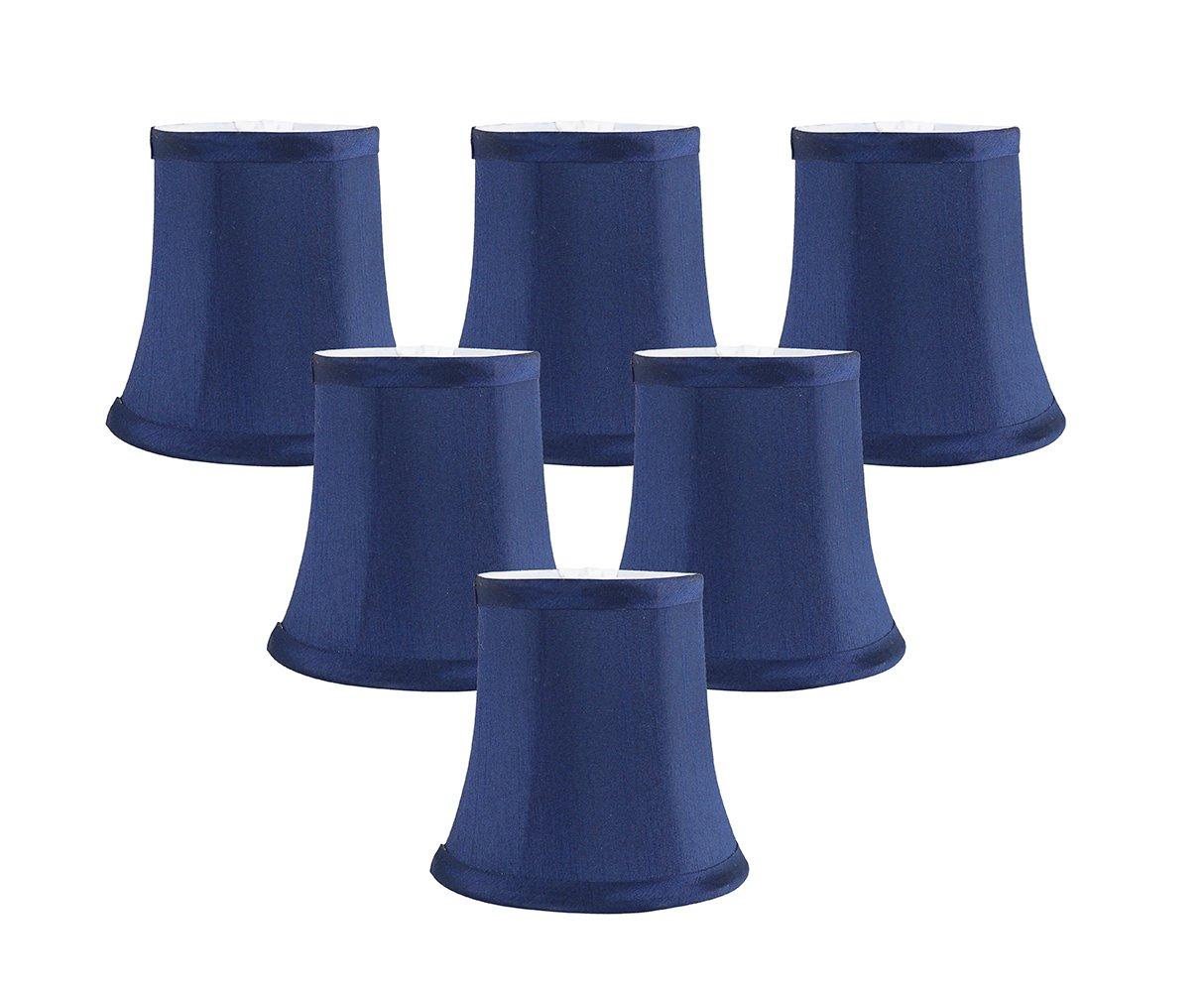MERIVILLE Meriville Set of 6 Blue Faux Silk Clip On Chandelier Lamp Shades, 3.5-inch by 5-inch by 4.75-inch