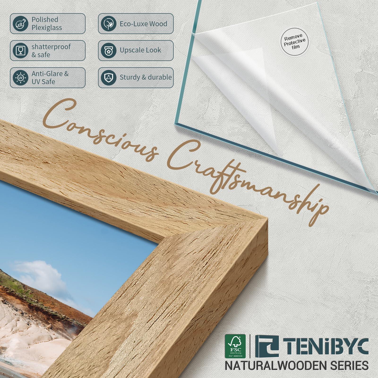 TENIBYC TENIBYC 20x30 Poster Frame Set - 4 Pack, Textured Natural Solid Wood Picture Frame, Wall Gallery Frame - Wall Hanging