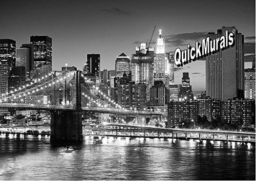 Quick Murals Brooklyn Bridge Black and White Peel & Stick Canvas Wall Mural (10 1/2 Feet Wide x 8 Feet 2 Inches High)