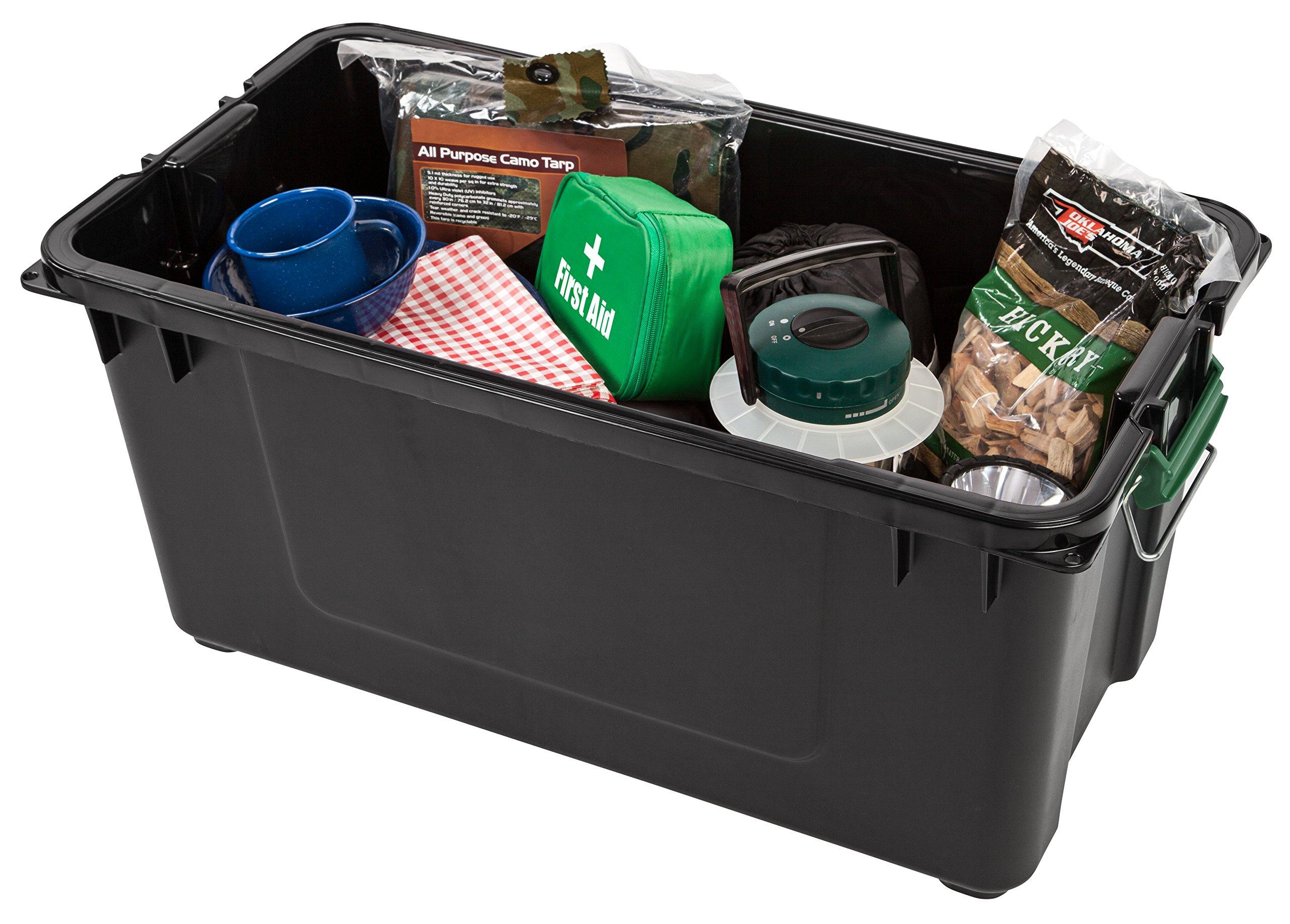 IRIS USA Remington 21 Gallon Loackable WEATHERTIGHT Storage Totes with Lids, Heavy-Duty Durable Stackable Containers, Green Lid, Large Garage Organizing Bins, Rugged Sturdy Equipment Utility Tool Box