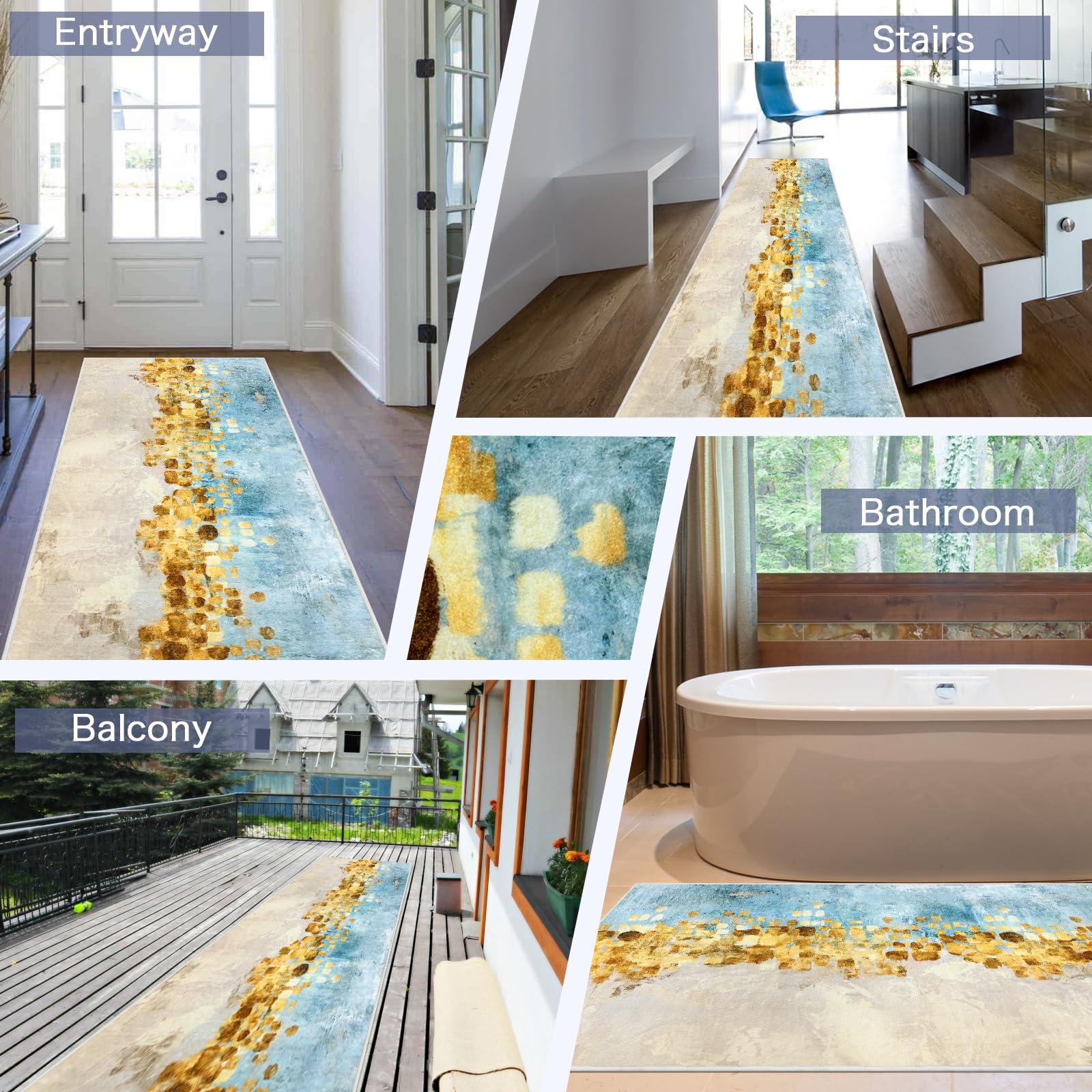 ZGR HOME&GARDEN ZGR Custom Size Hallway Runner Rugs 4 ft x 7 ft, Washable Floor Carpet Runner with Non-Slip Rubber Backing, Hallway Entryway Kitchen Bedroom Bathroom Living Room Laundry Room Area Rug Runner