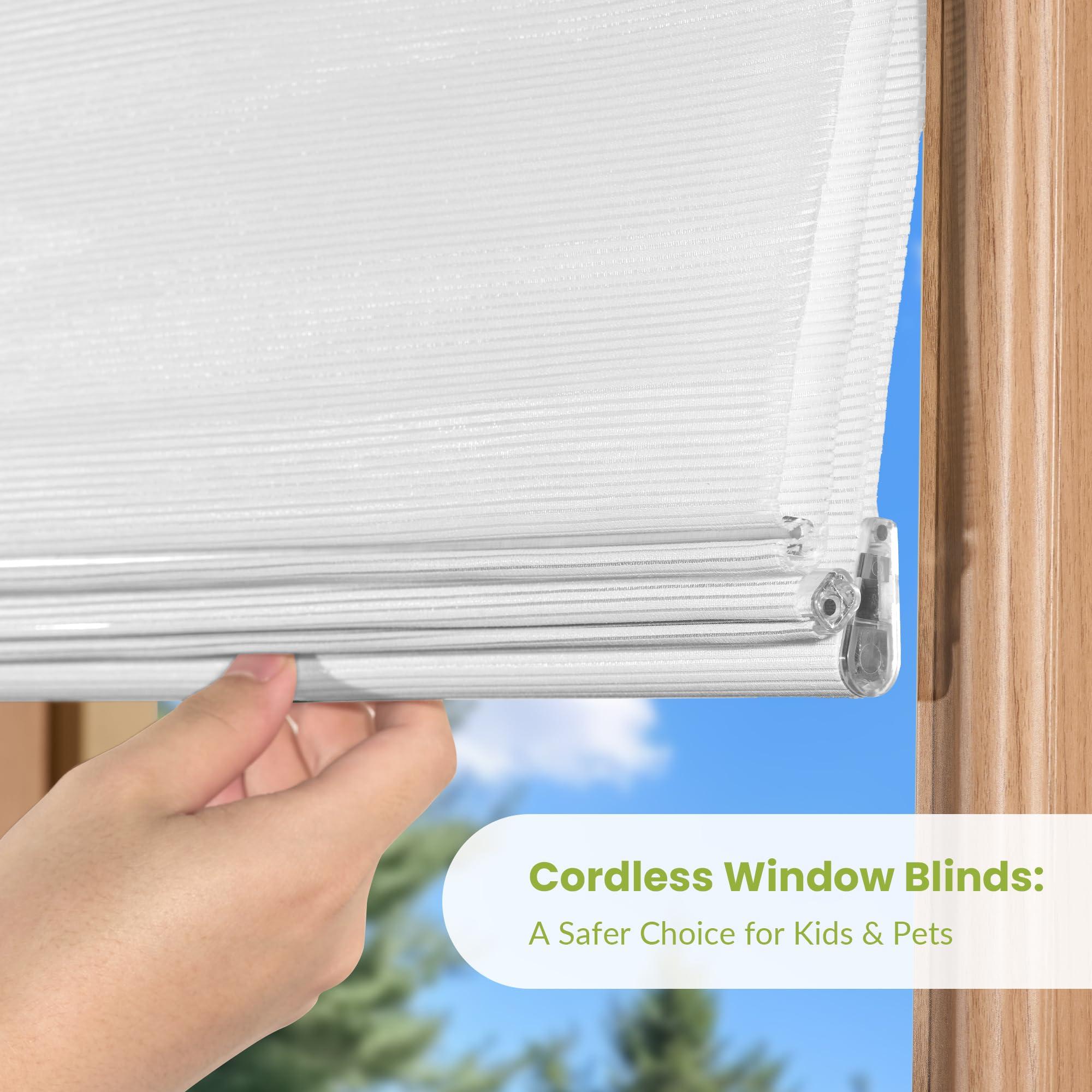 MoDanCeQ MoDanCeQ Roman Shades for Windows, Blackout Light Filtering Cordless Roman Blinds, Window Shades, UV Protection, Privacy, Window Blinds, Easy to Install, LJMF-Light Filtering-White, 20" W x 48" H