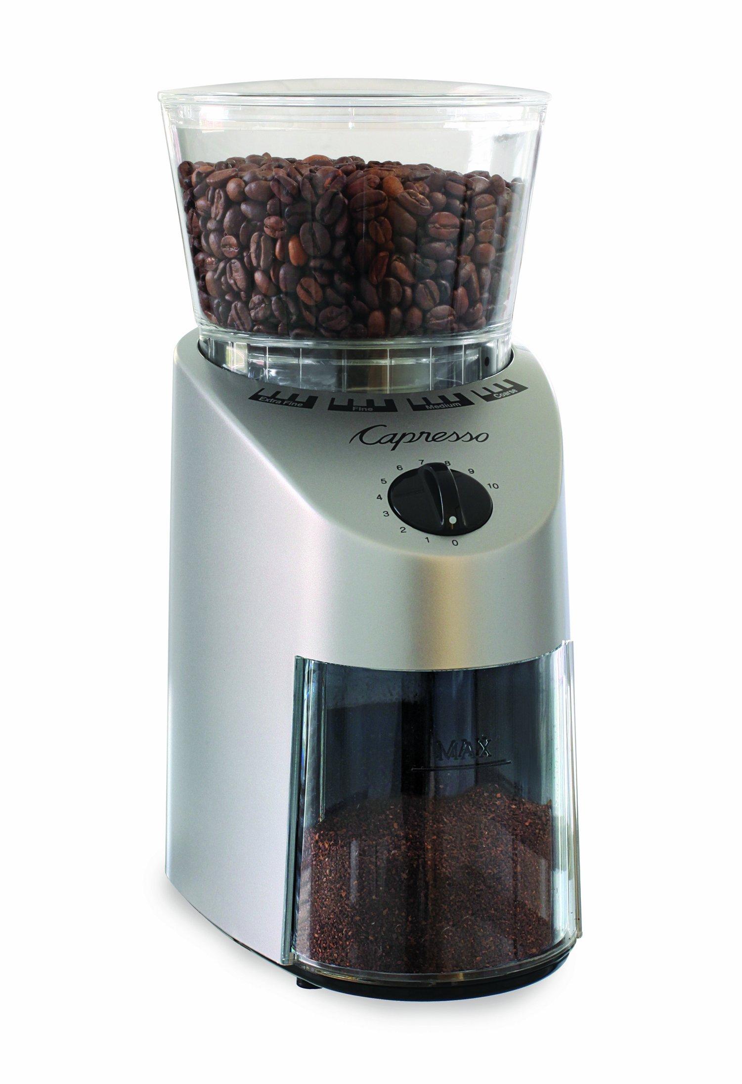 Capresso Capresso 560Infinity Conical Burr Grinder, Brushed Silver, 8.5-Ounce