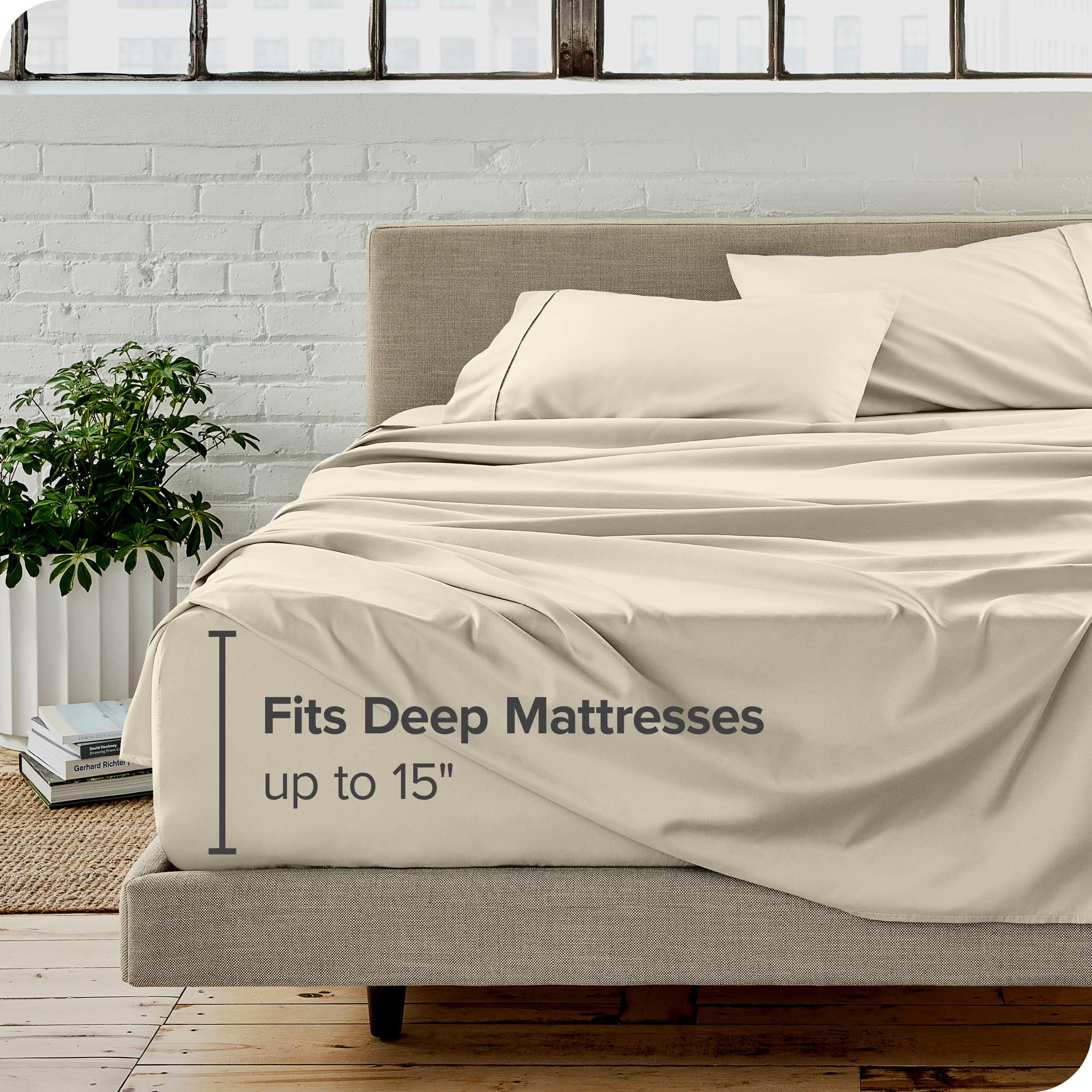 Bare Home Bare Home Split California King Sheet Set - 1800 Ultra-Soft Microfiber Split California King Bed Sheets - Double Brushed - Deep Pockets - Easy Fit - 5 Piece Set - Bed Sheets (Split Cal King, Sand)