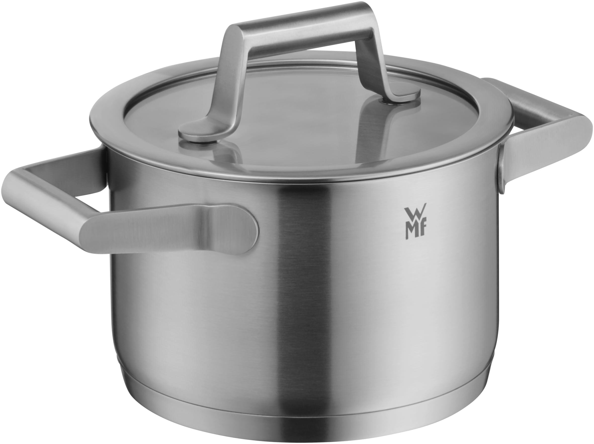 WMF WMF 732146040 Comfort Line Topfset Induktion 4-teilig Cromargan Matte Stainless Steel Pots Set with Glass Lid, Scale, Stackable, Uncoated, 18/10