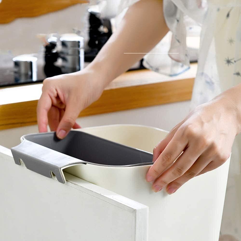 Suuim Garbage Bin Kitchen Hanging Trash Can, Plastic Rectangular Garbage Can, Dry and Wet Sorting, Movable Waste Bin Connected in Kitchen, Office Drawer, Clapboard, Living Room and Bathroom Kitchen T