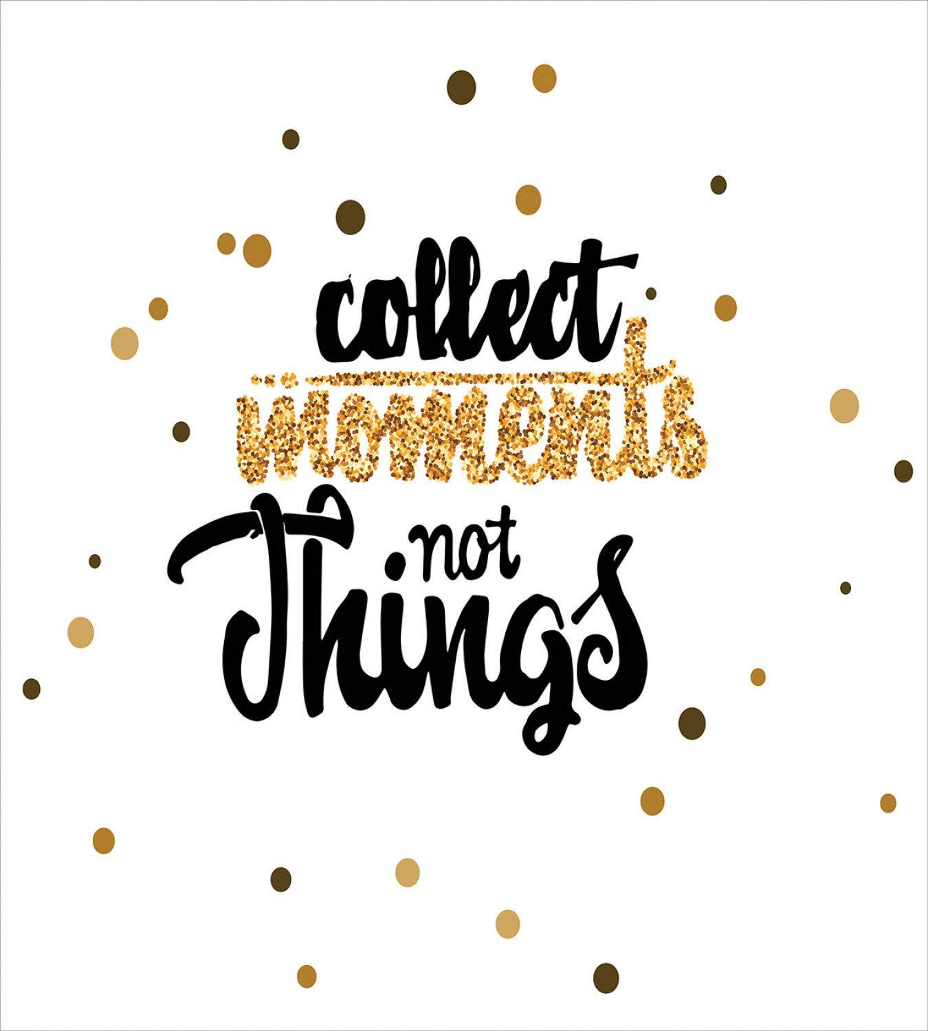 Ambesonne Ambesonne Saying Duvet Cover Set, Calligraphic Graphic Theme in Yellow Golden Tone with Polka Dots Print, Decorative 3 Piece Bedding Set with 2 Pillow Shams, Queen Size, White and Pastel Brown