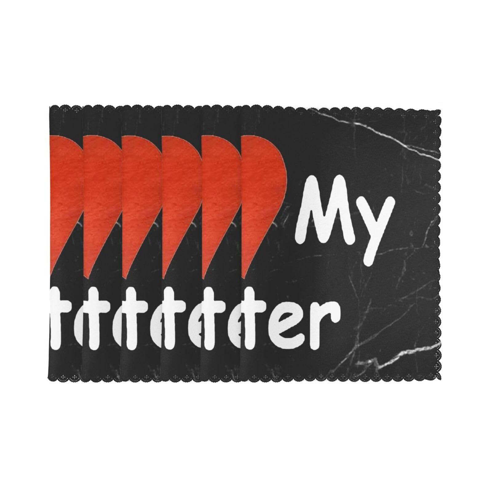 OKLRYNBV OKLRYNBV I Love My Sister Plate Mat 6-Piece Set 12x18 Inches, White