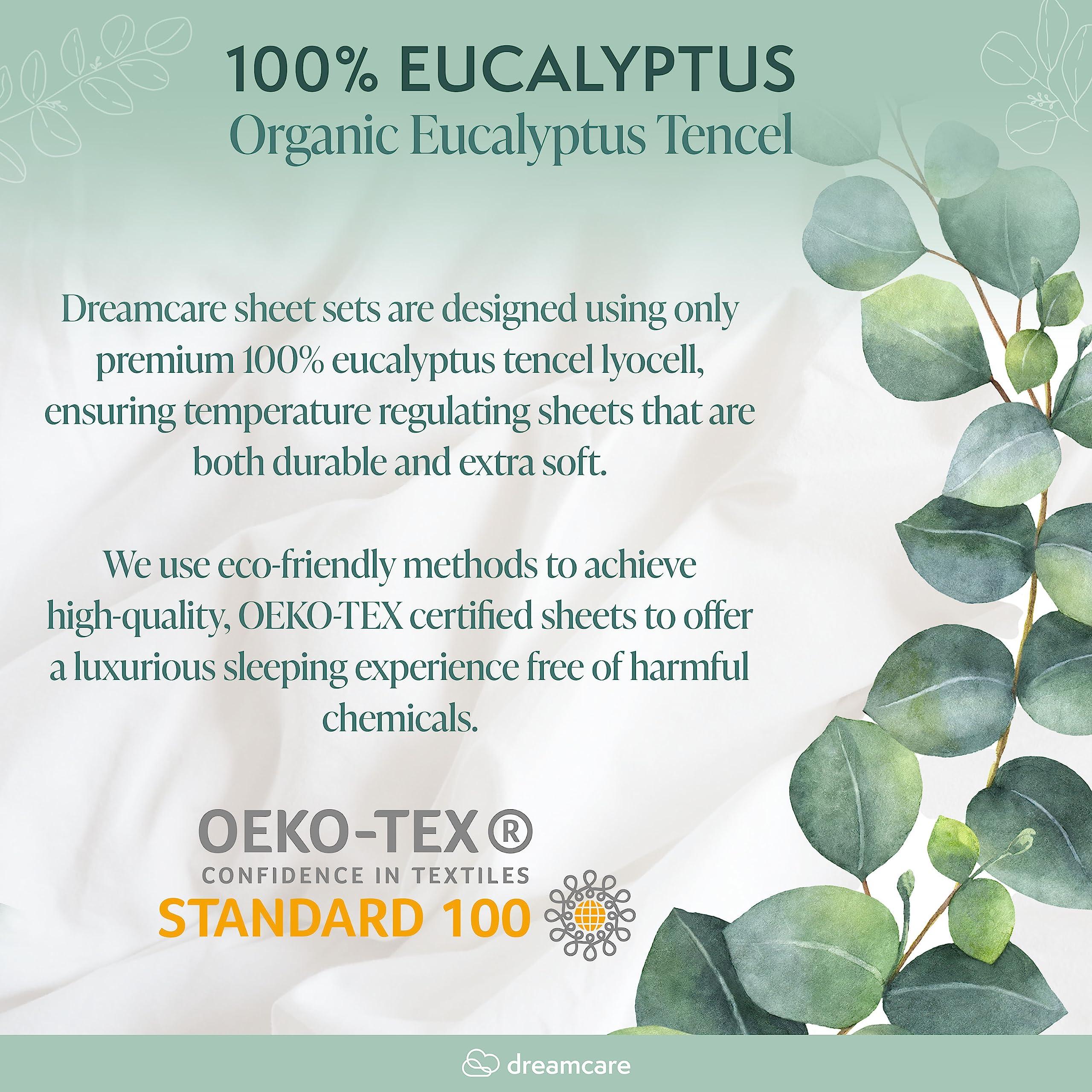DREAMCARE 100% Eucalyptus Sheets, Tencel Sheets, California King Sheets, Lyocell Sheets | Eucalyptus Sheet, Cool Sheets for Hot Sleepers, California King Sheet Sets | Deep Pocket + 2 Side Pockets - 6 pcs